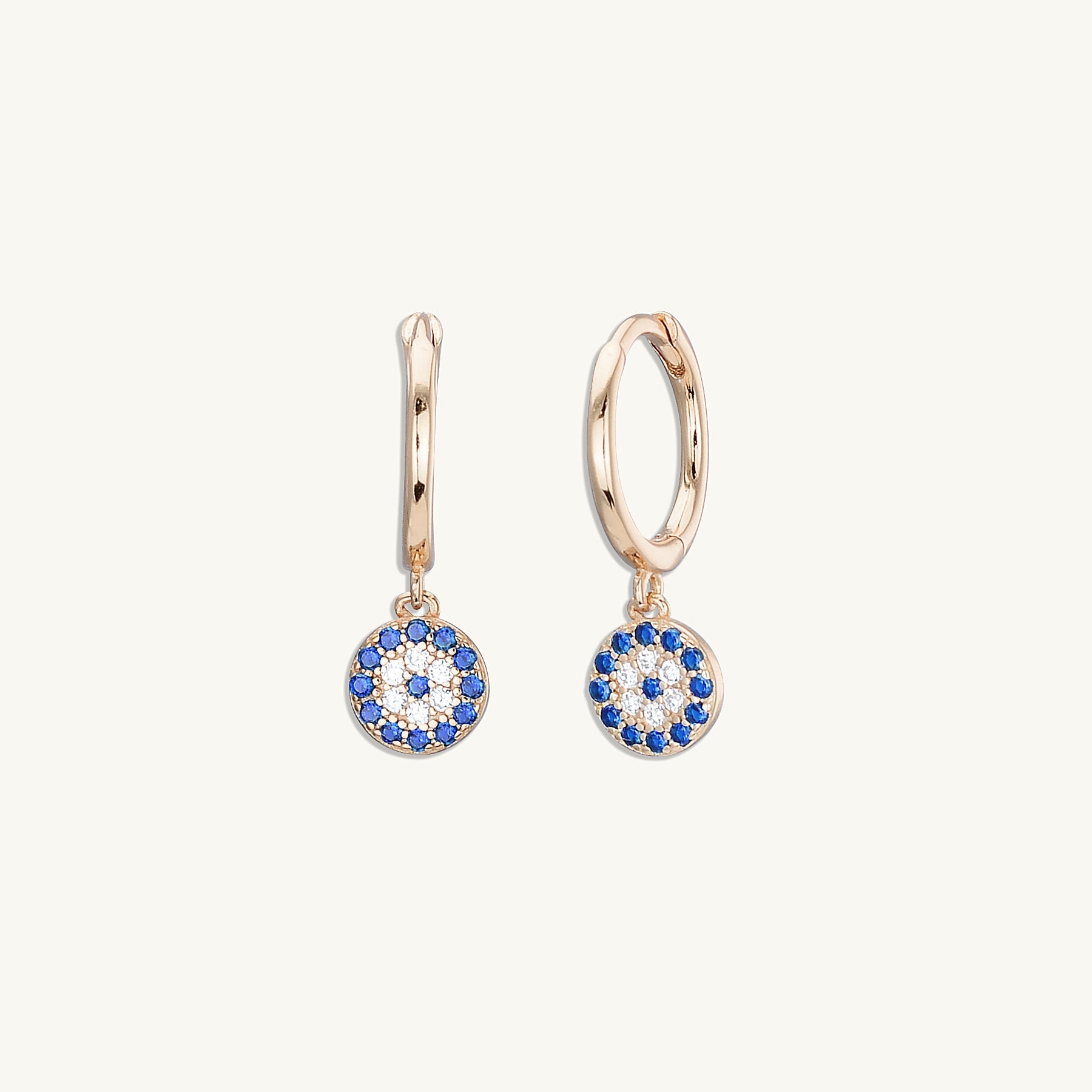 Round Evil Eye Pave Hoop Earrings - Camile & Stone