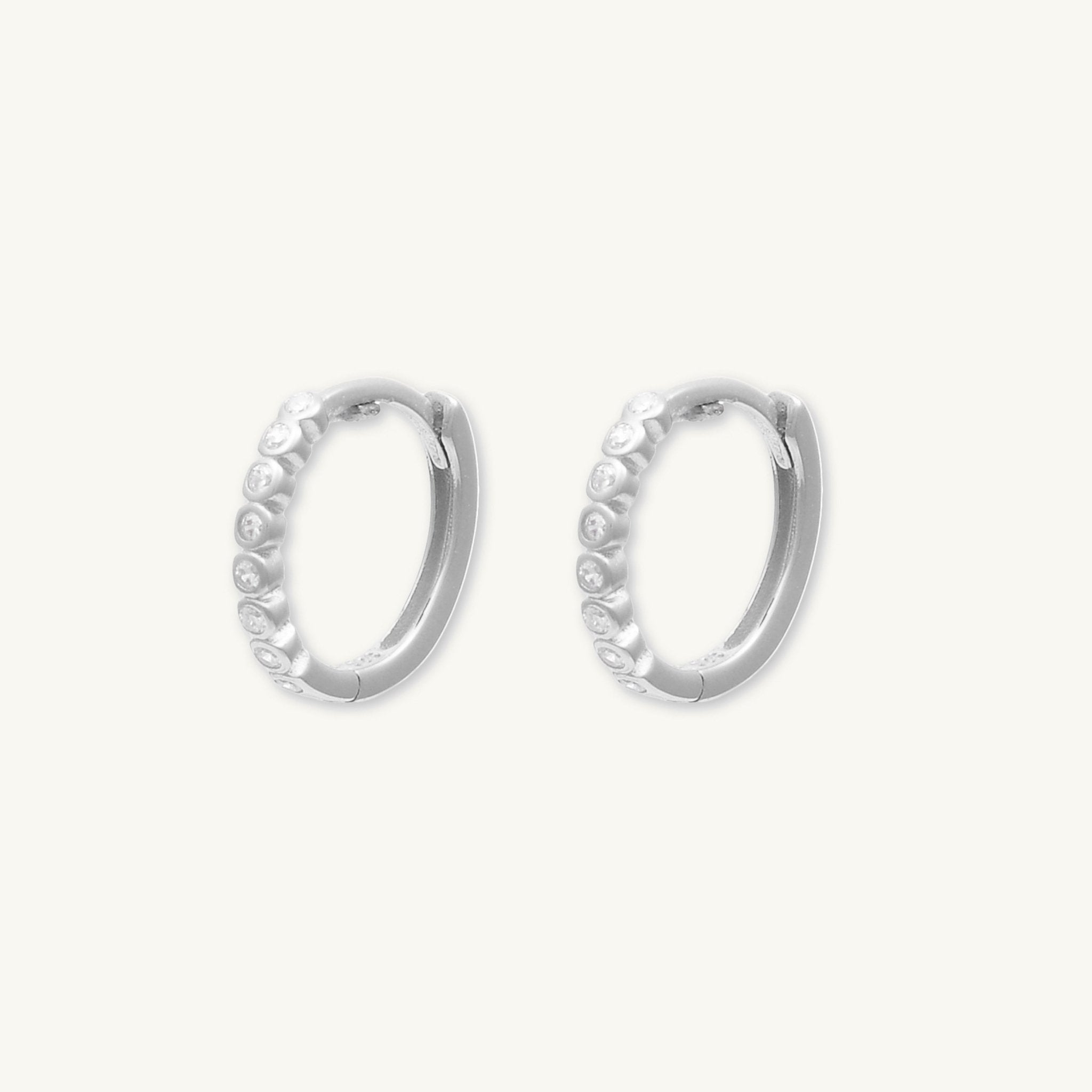 Round Sappphire Huggie Hoops - Camile & Stone
