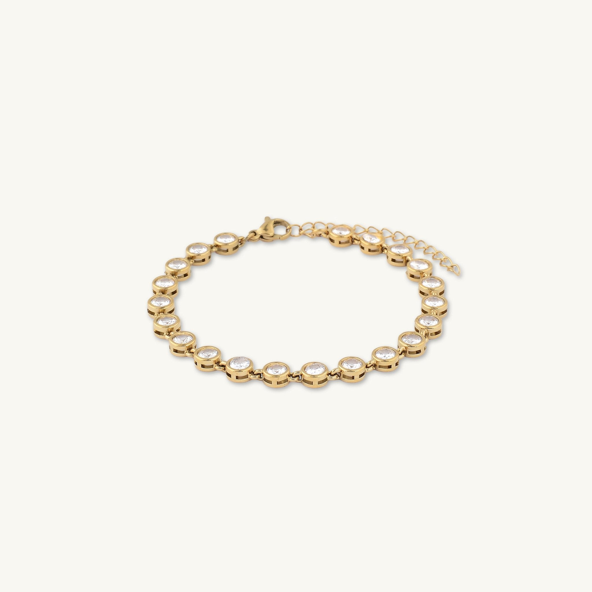 Round Tennis Sapphire Chain Bracelet - Camile & Stone