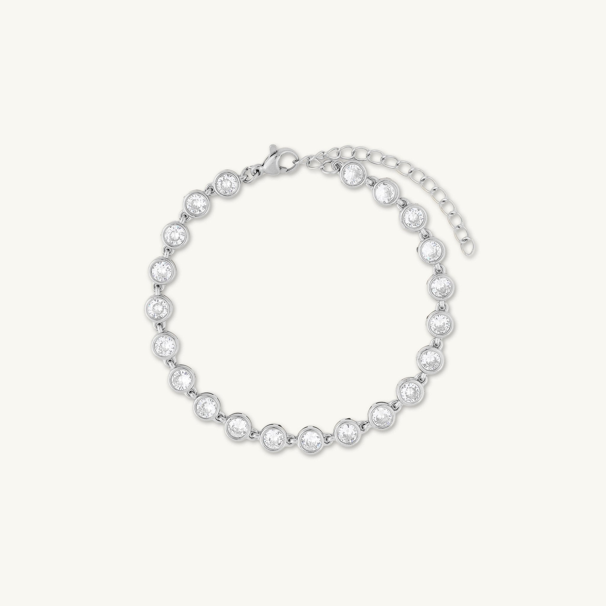 Round Tennis Sapphire Chain Bracelet - Camile & Stone