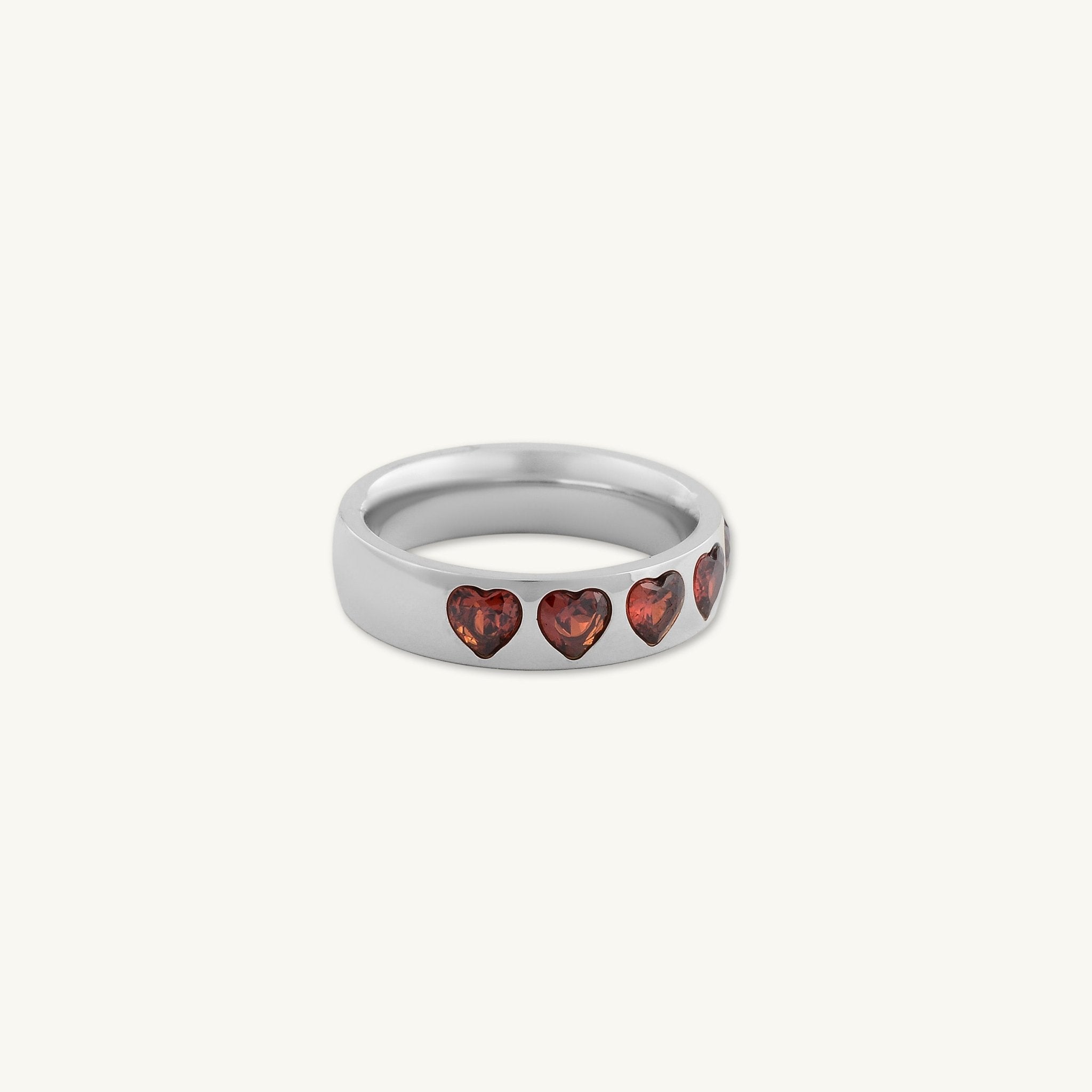 Ruby Red Heart Dome Ring - Camile & Stone