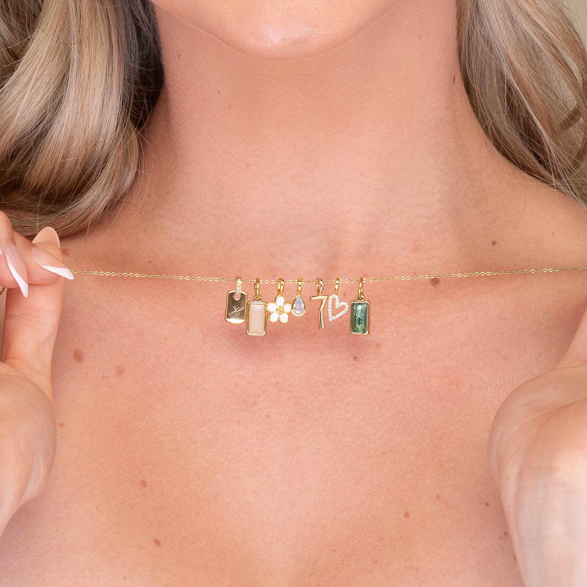 Script Initial Letter Engraved Sapphire Tag Pendant - Camile & Stone