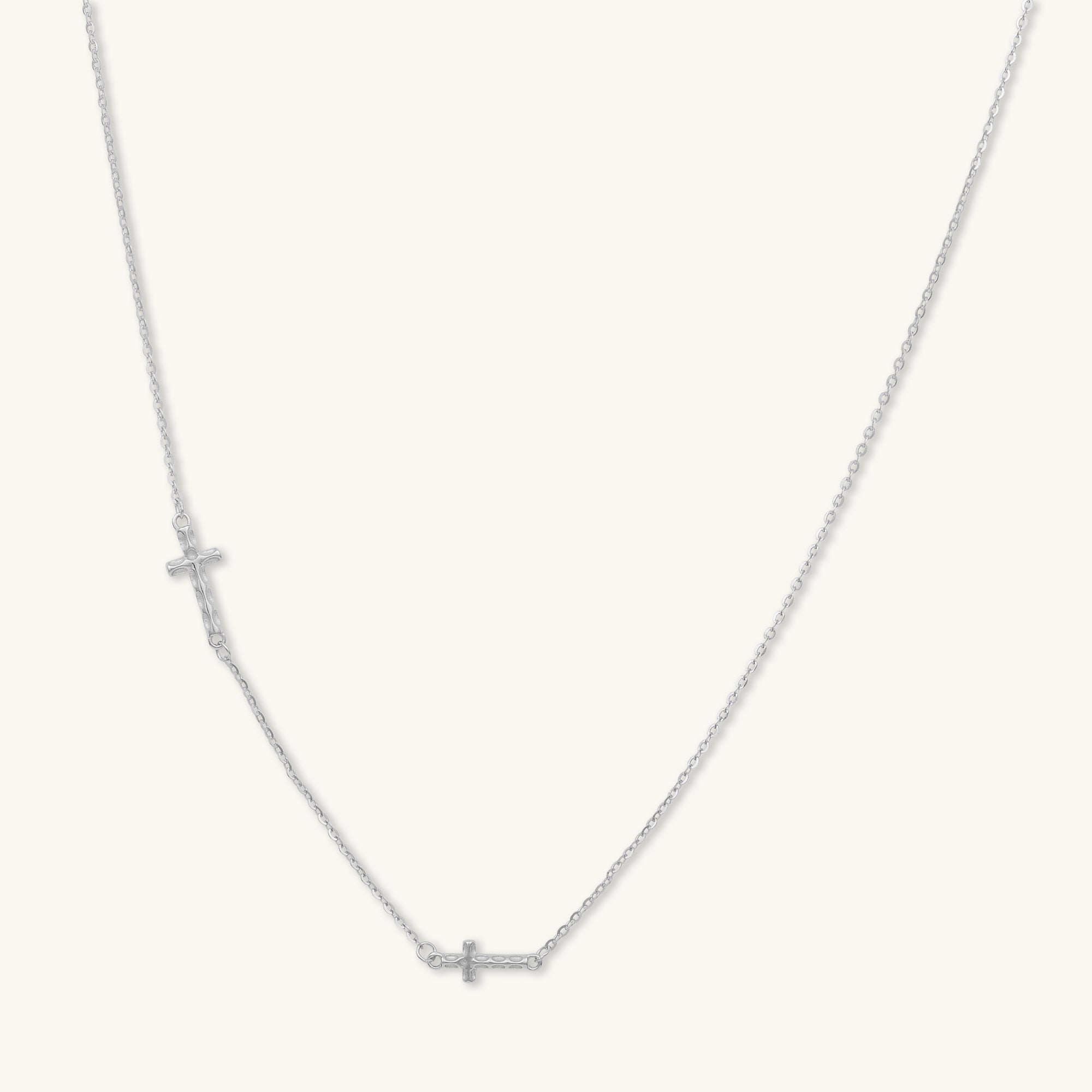 Sideways Double Cross Necklace - Camile & Stone