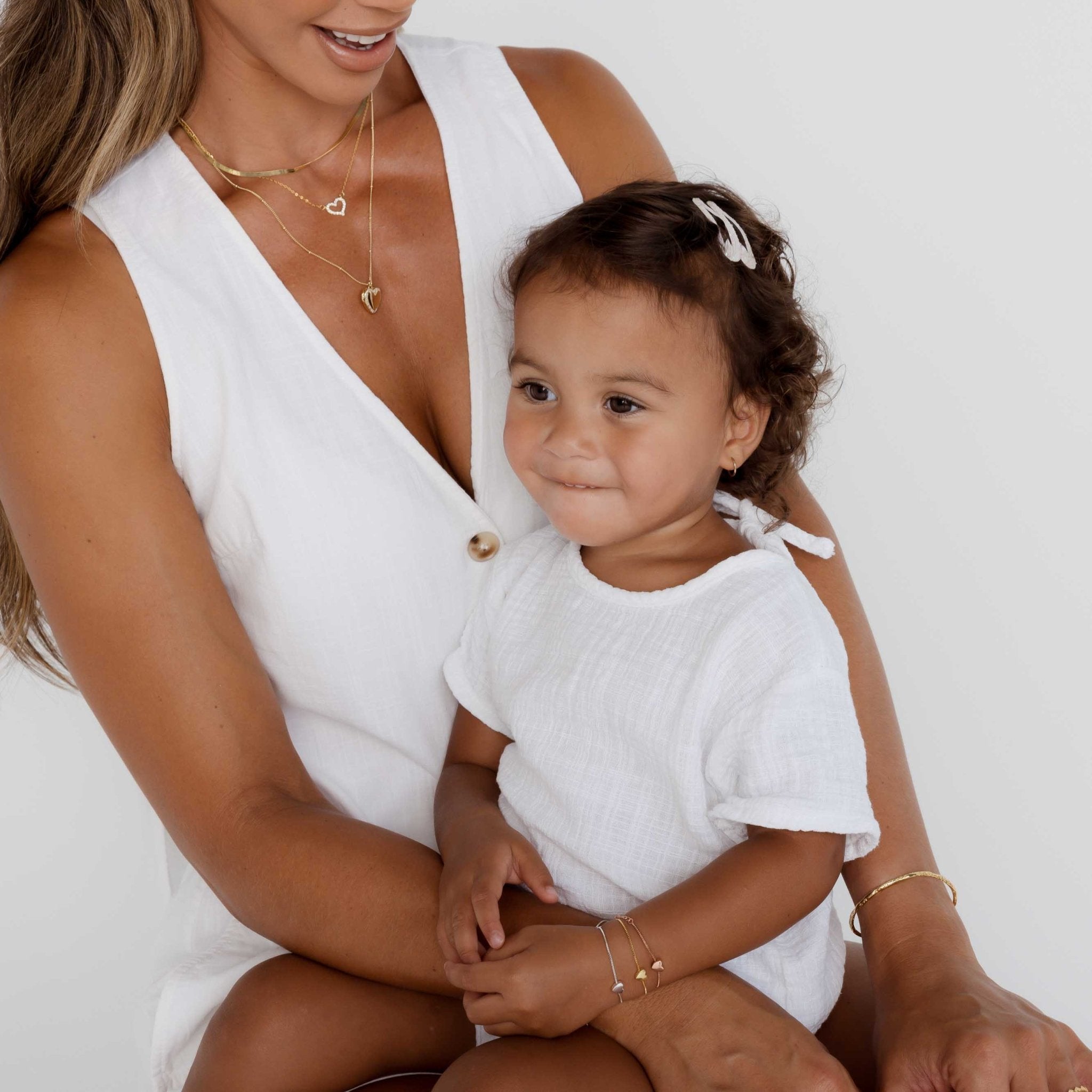 Solid Heart Chain Bracelet - Mum & Me Set - Camile & Stone