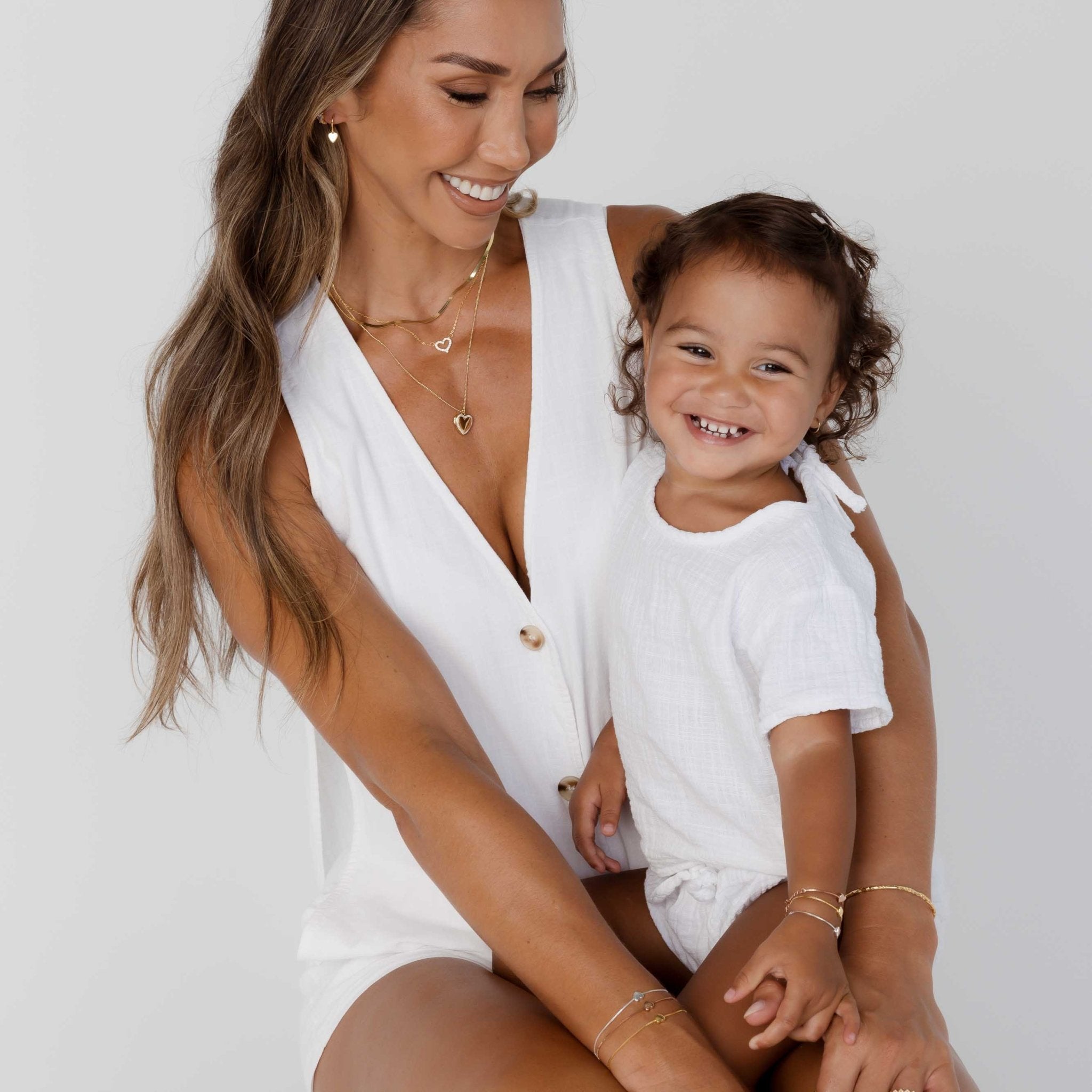 Solid Heart Chain Bracelet - Mum & Me Set - Camile & Stone