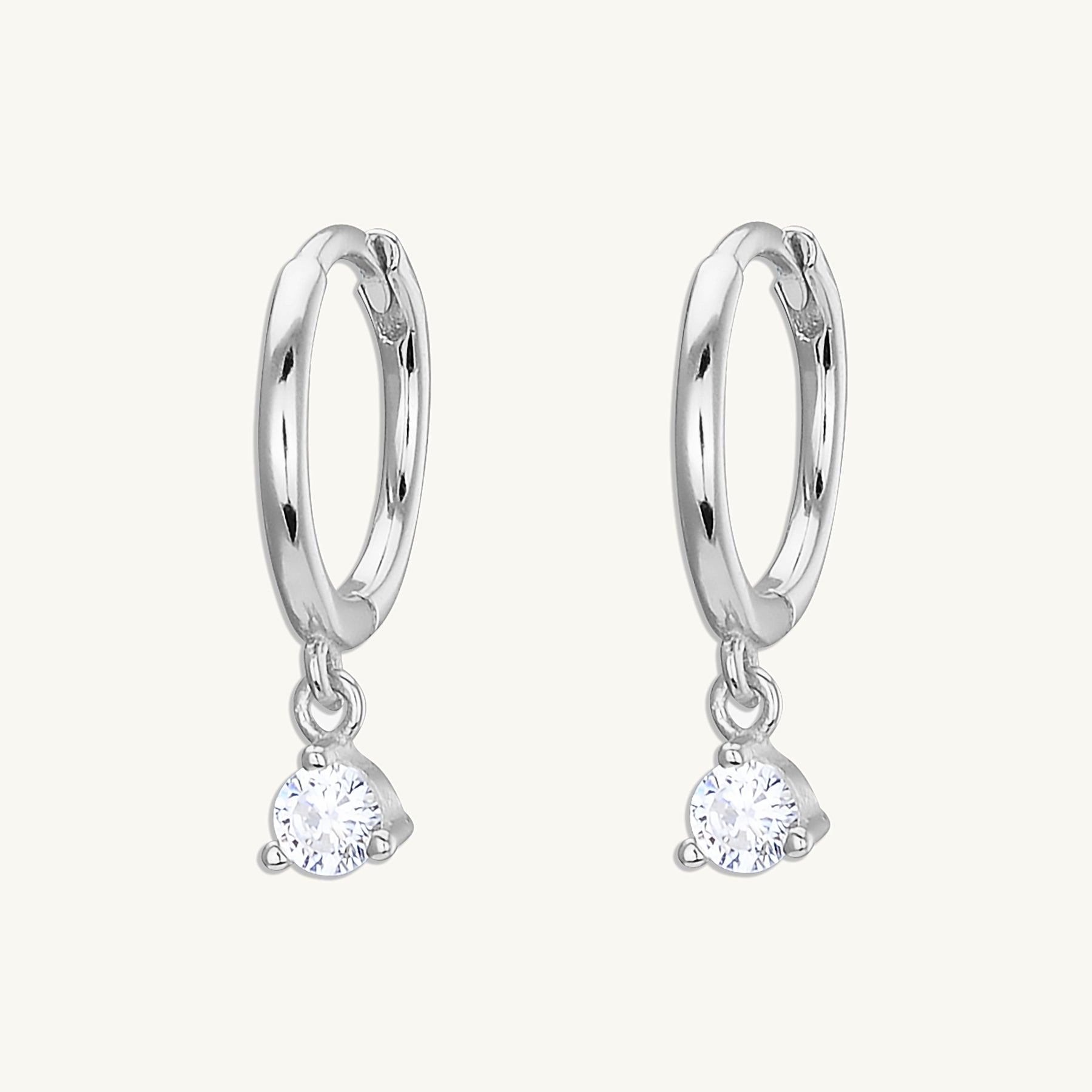 Solitaire Hoop Huggie Earrings - Camile & Stone