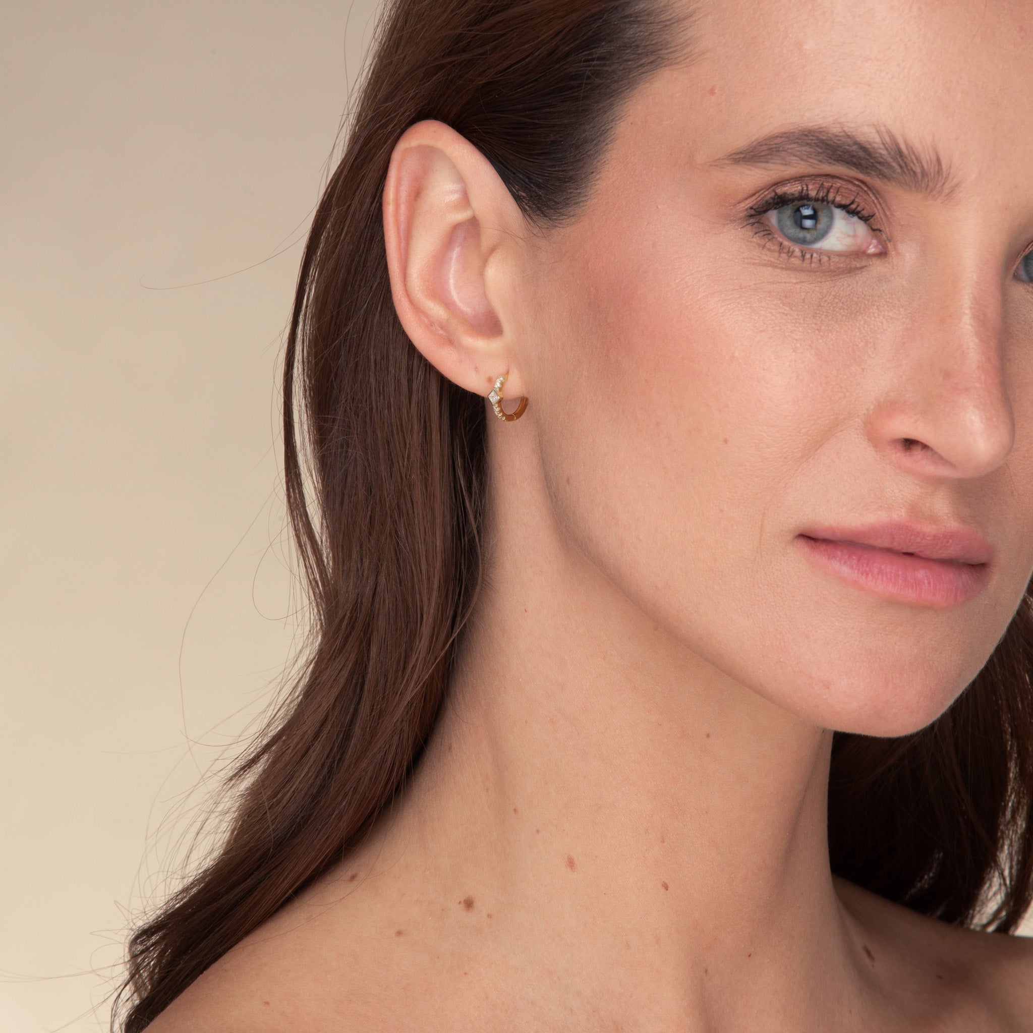 Square Zirconia Huggie Earrings - Camile & Stone