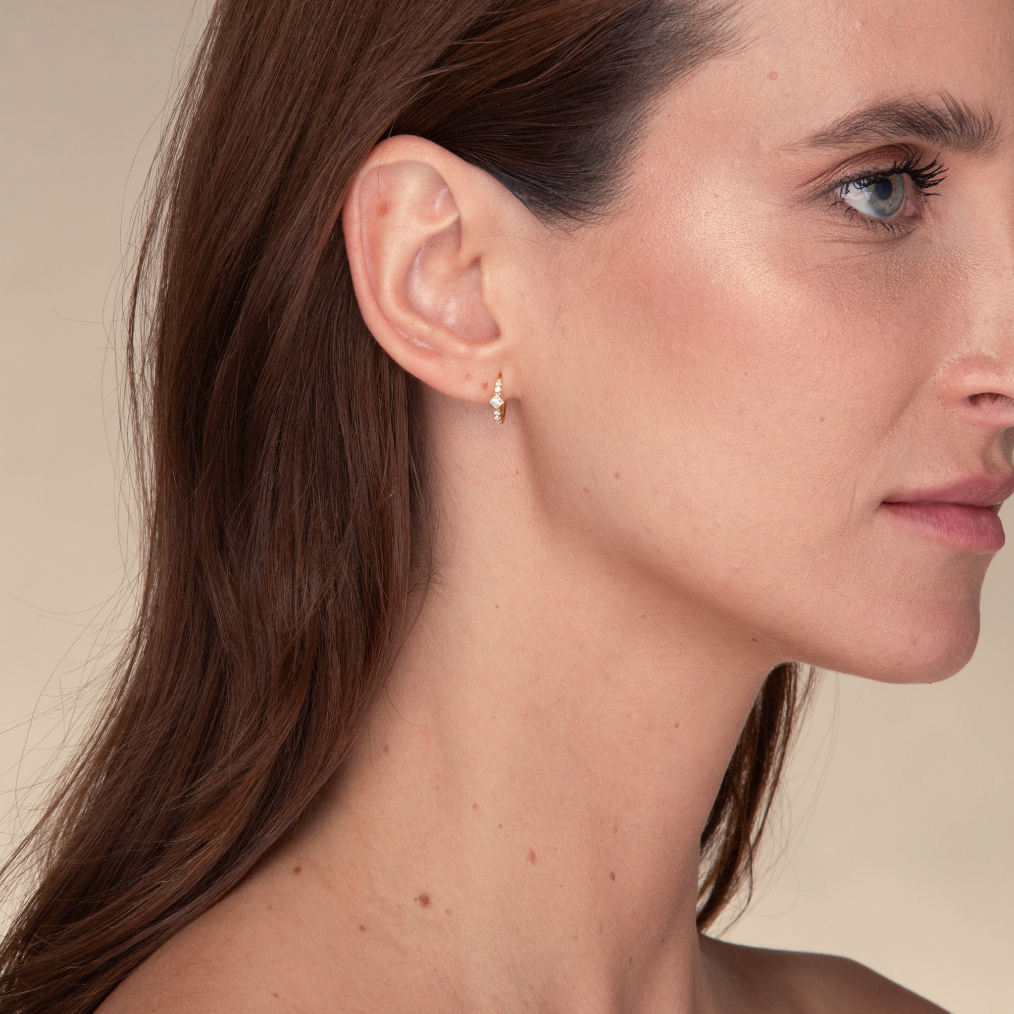 Square Zirconia Huggie Earrings - Camile & Stone