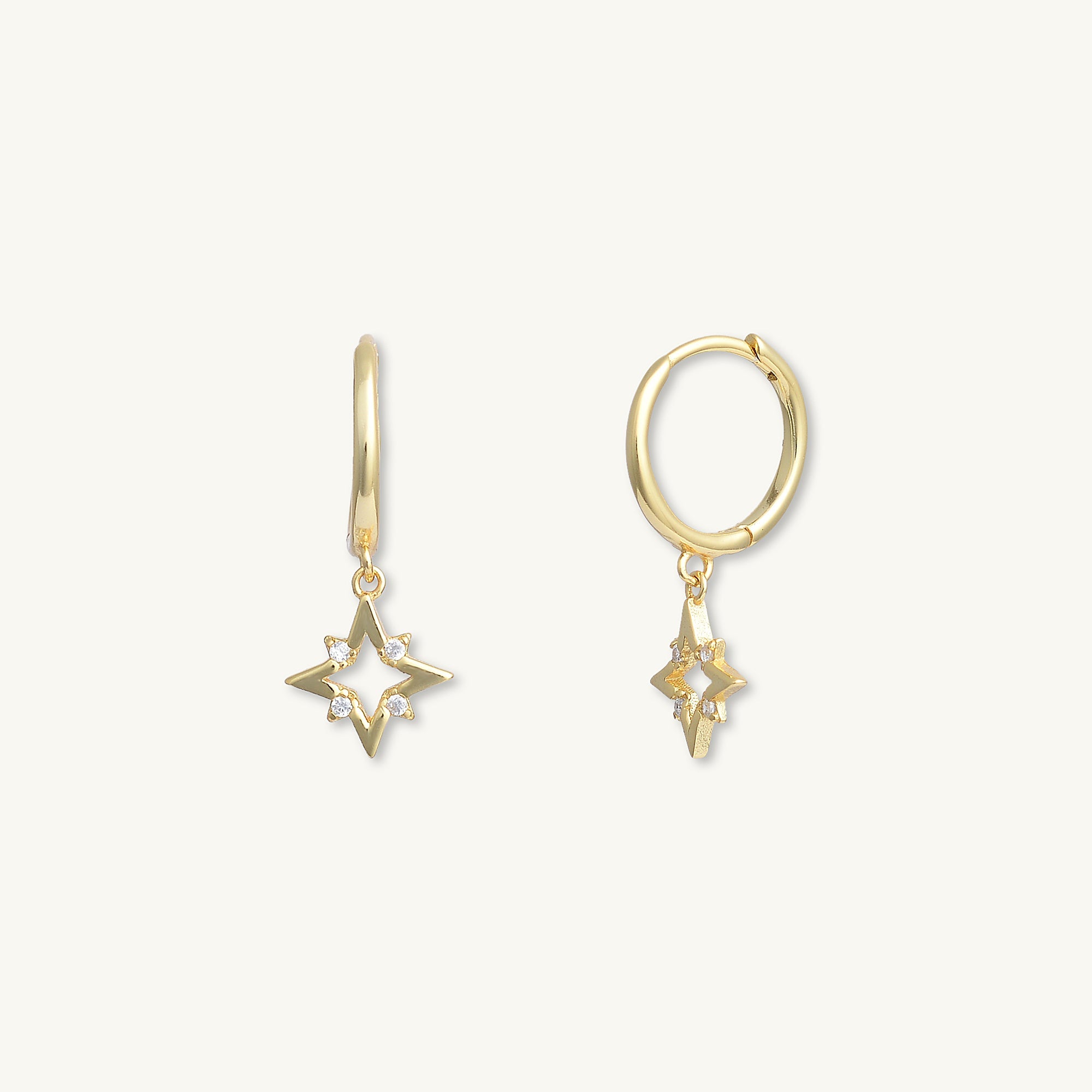 Star Zirconia Dangle Huggie Earrings - Camile & Stone
