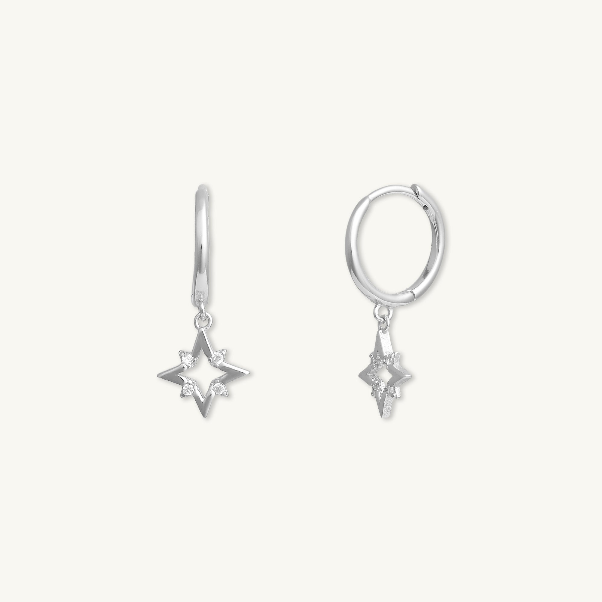 Star Zirconia Dangle Huggie Earrings - Camile & Stone