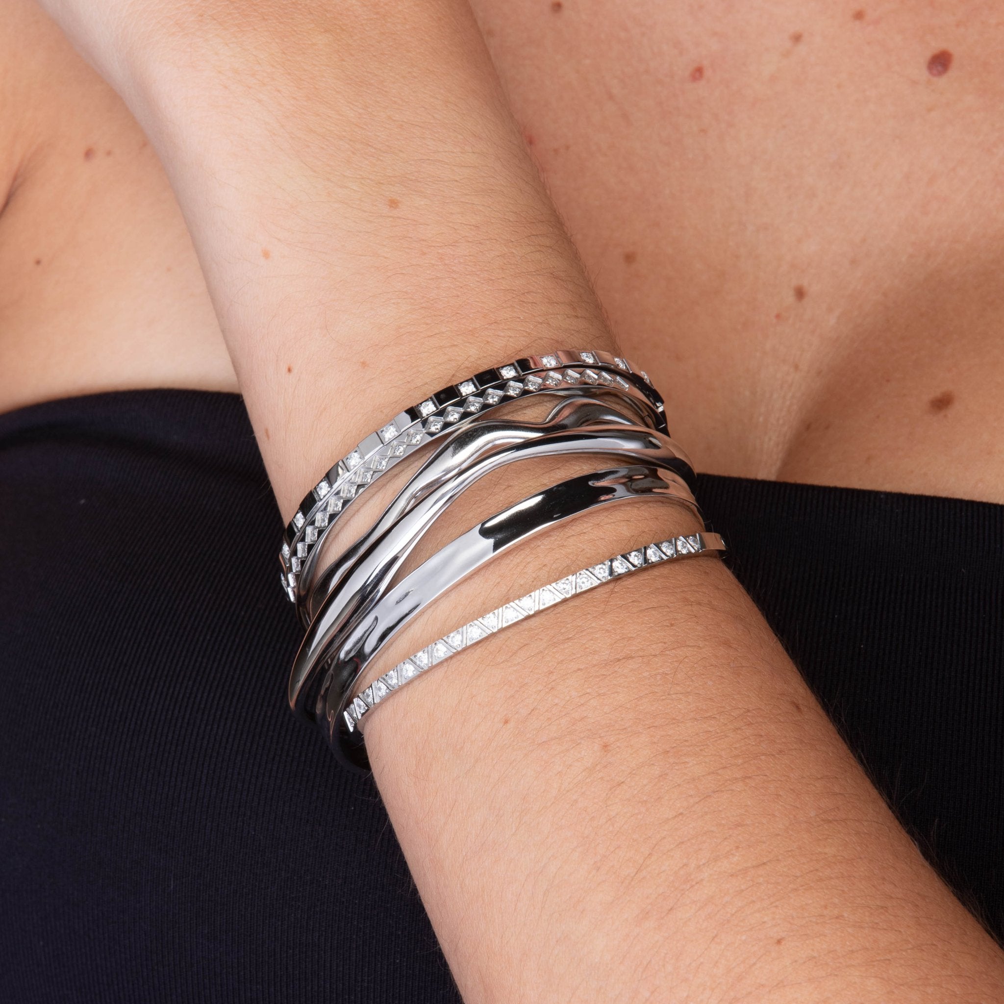 Swirl Open Cuff Bangle - Camile & Stone