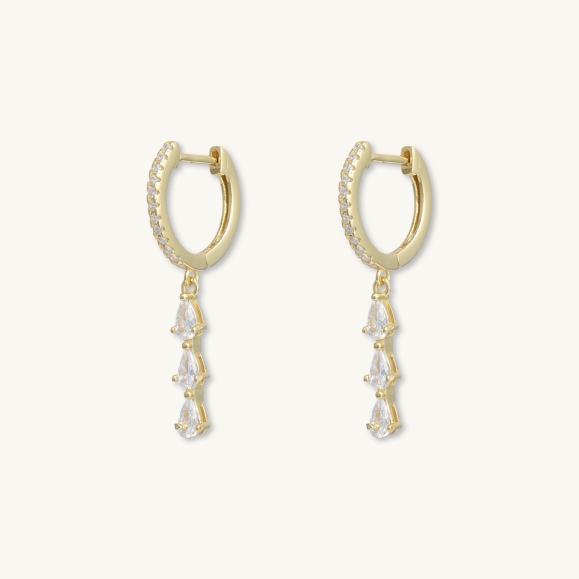 Teardrop Bar Zirconia Huggie Hoop Earrings - Camile & Stone