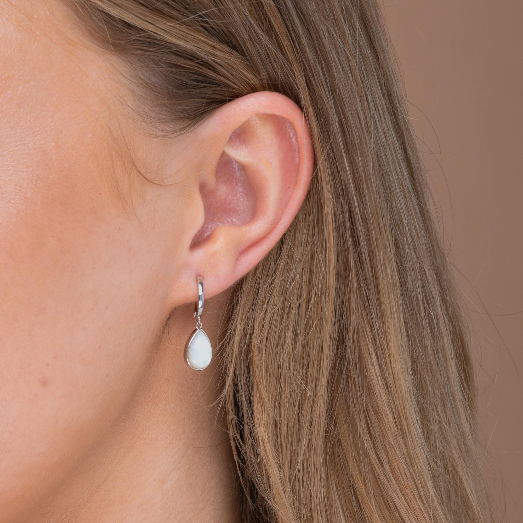 Teardrop Moonstone Huggie Hoop Earrings - Camile & Stone