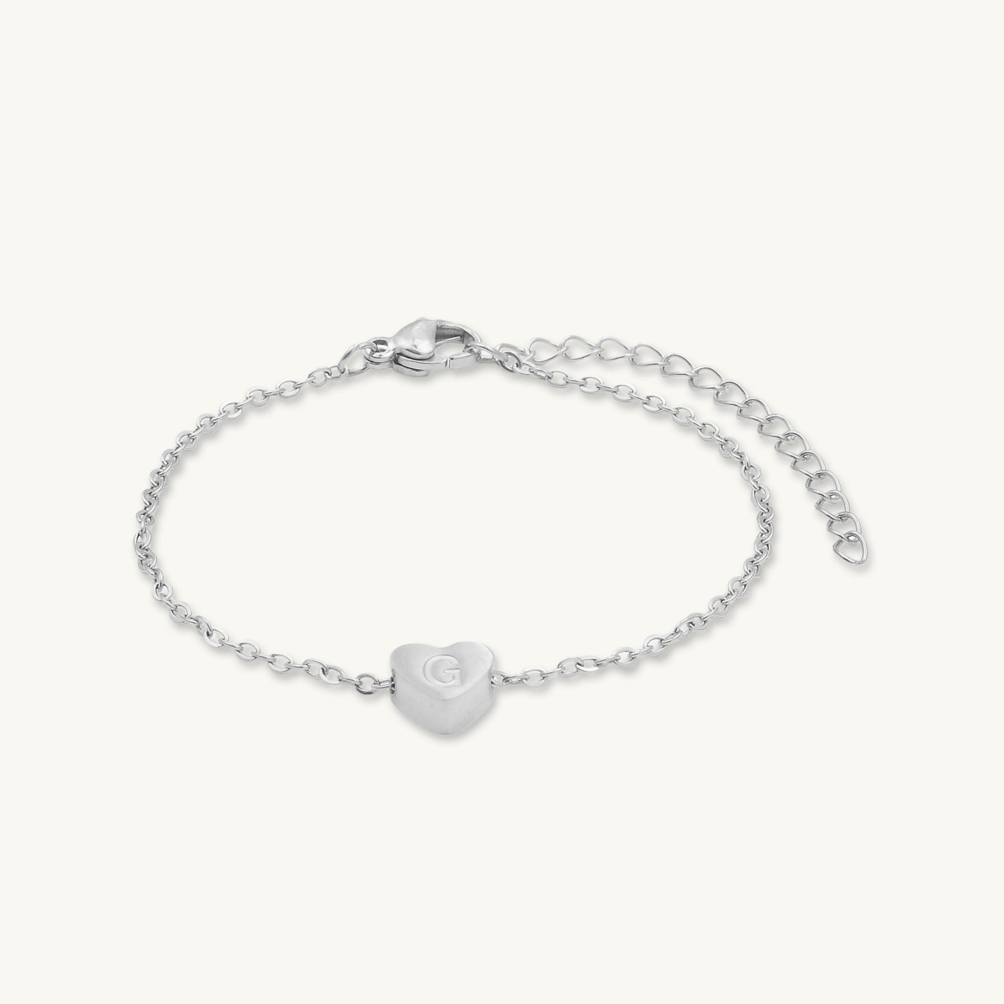 The Heart Pendant Initial Letter Bracelet - Camile & Stone