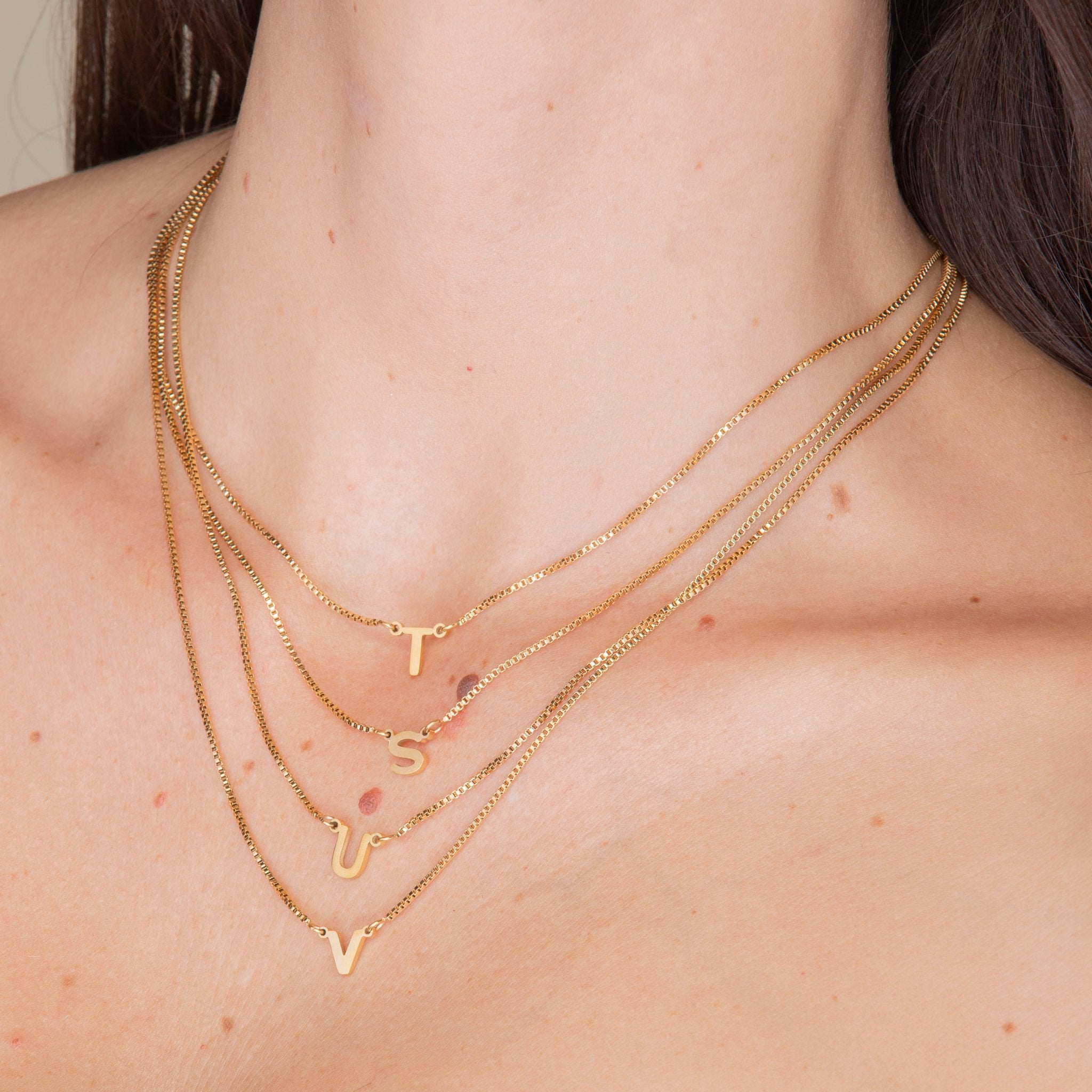 The Original Initial Letter Box Chain Necklace - Camile & Stone