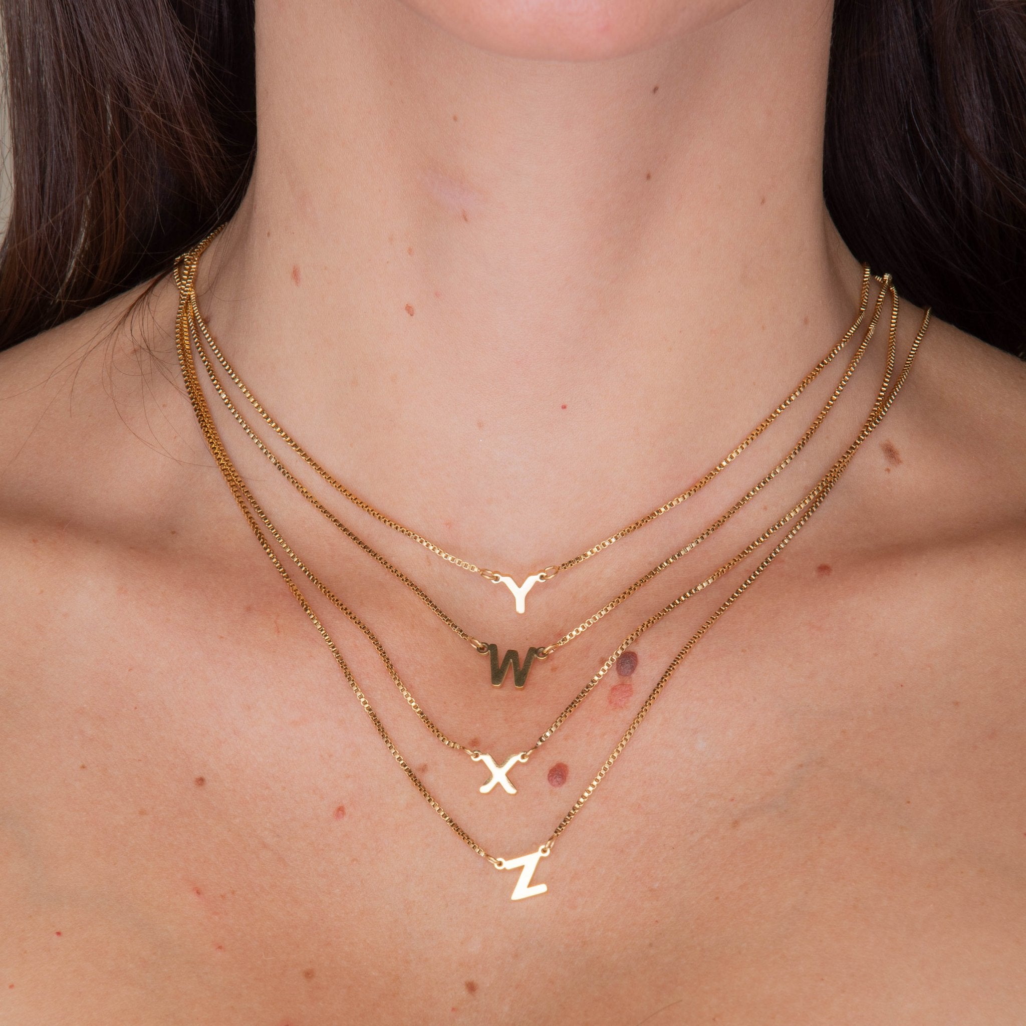 The Original Initial Letter Box Chain Necklace - Camile & Stone