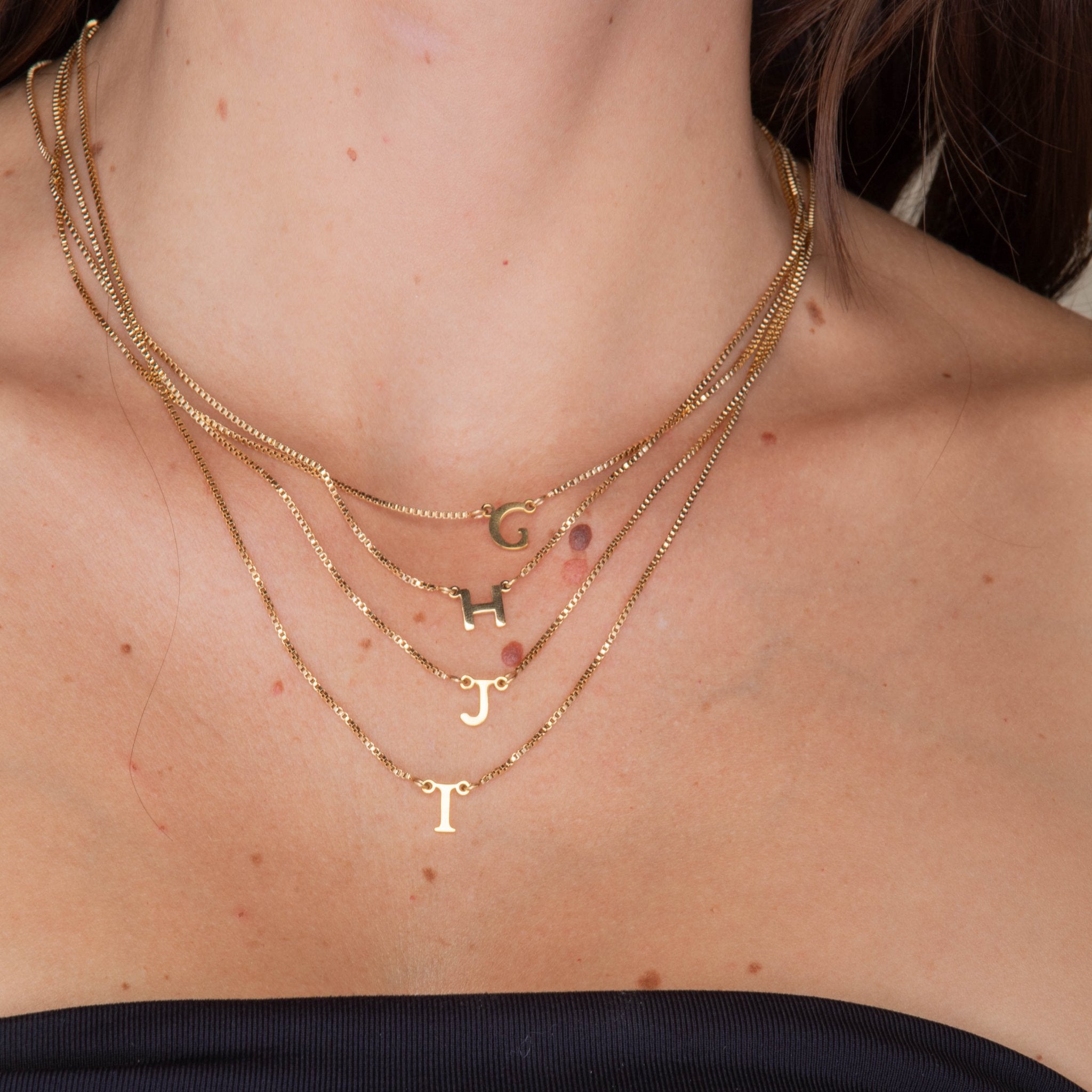The Original Initial Letter Box Chain Necklace - Camile & Stone