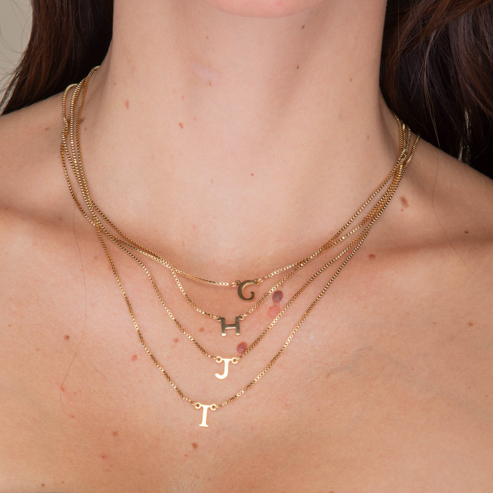 The Original Initial Letter Box Chain Necklace - Camile & Stone