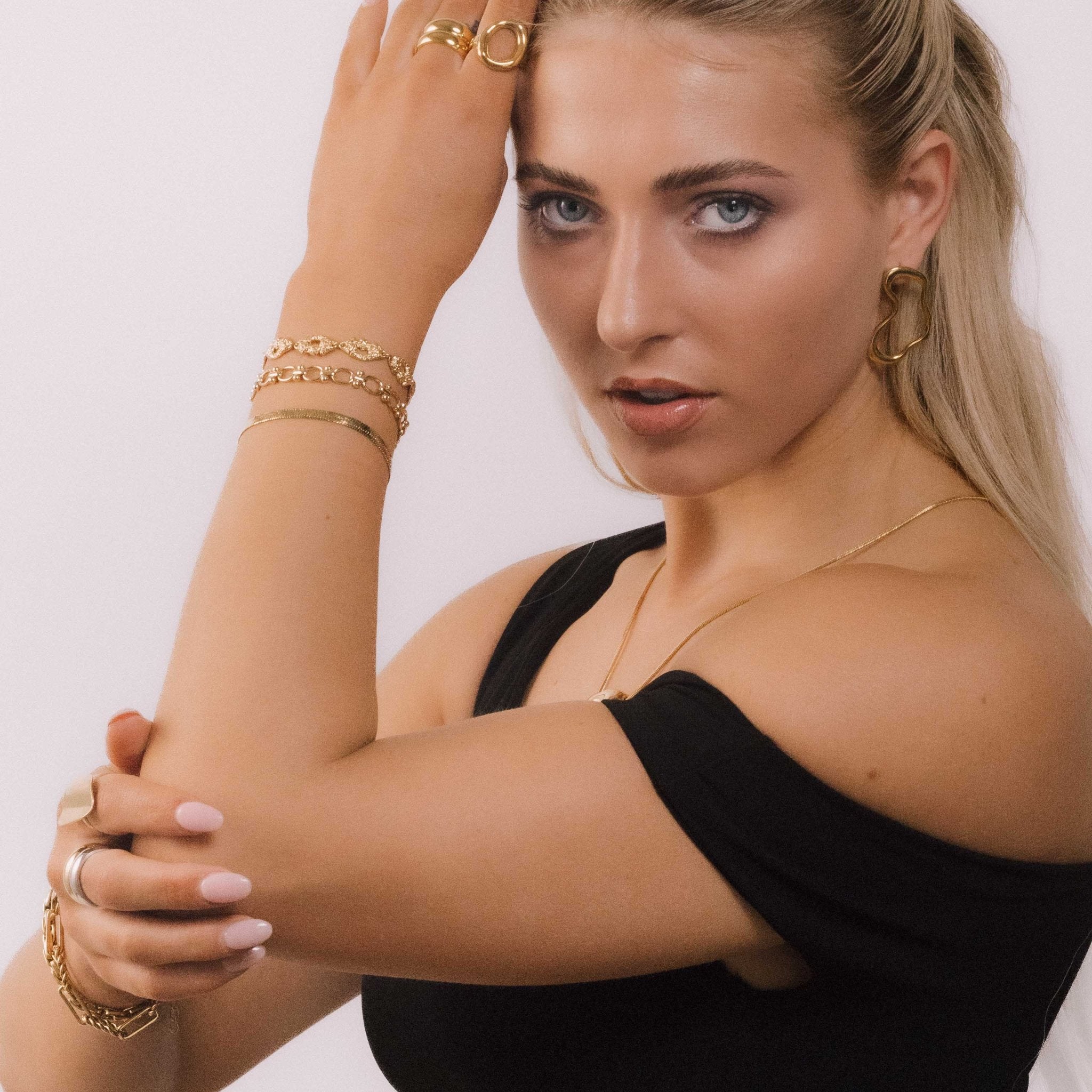 Thick Herringbone Snake Chain Bracelet - Camile & Stone