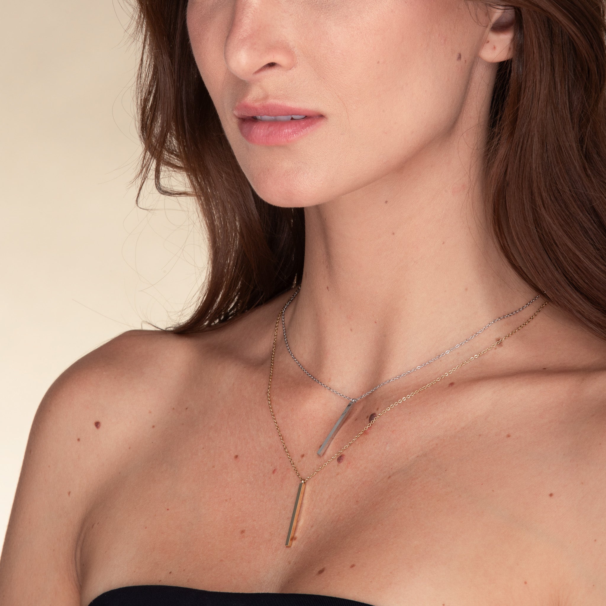 Thin Bar Drop Necklace - Camile & Stone