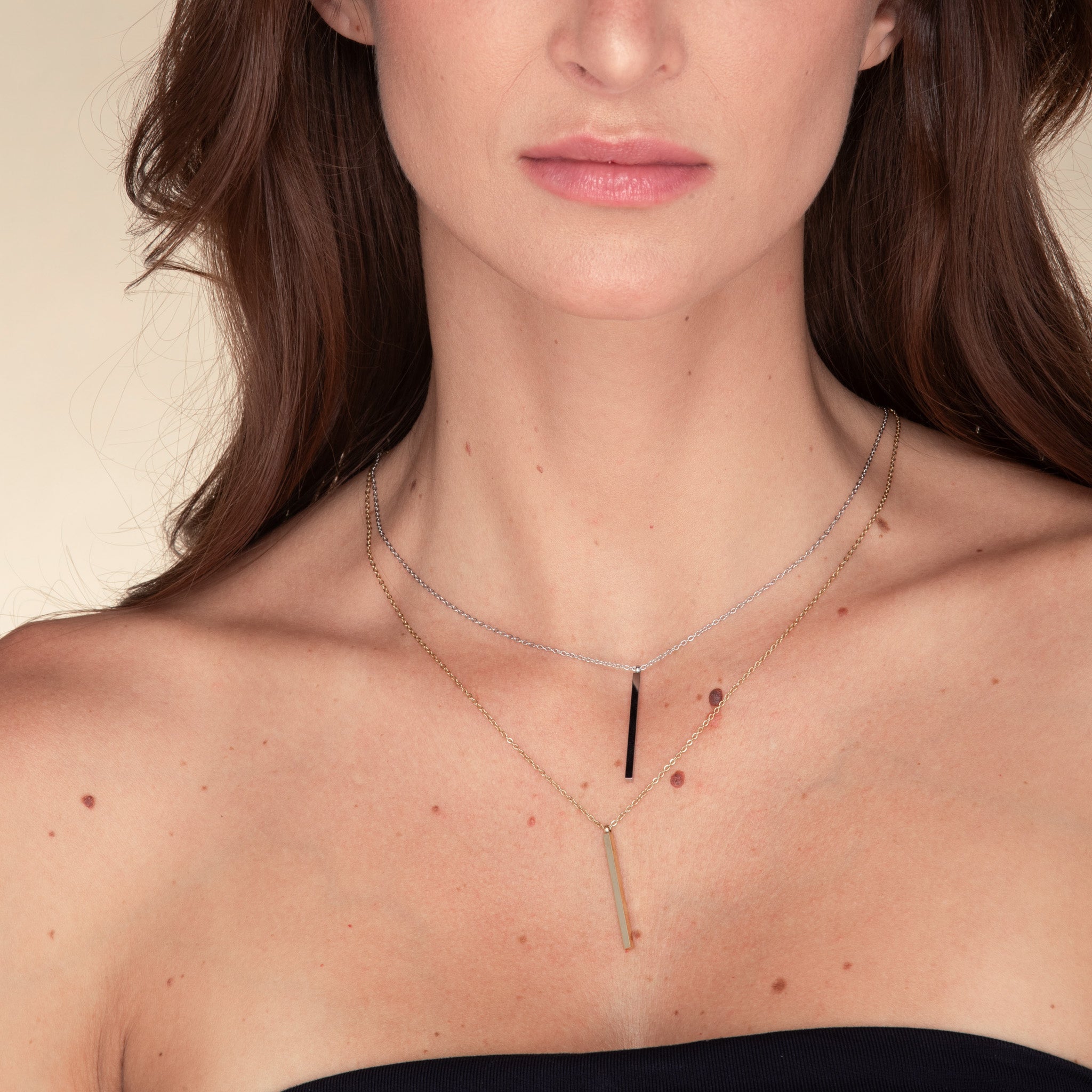 Thin Bar Drop Necklace - Camile & Stone