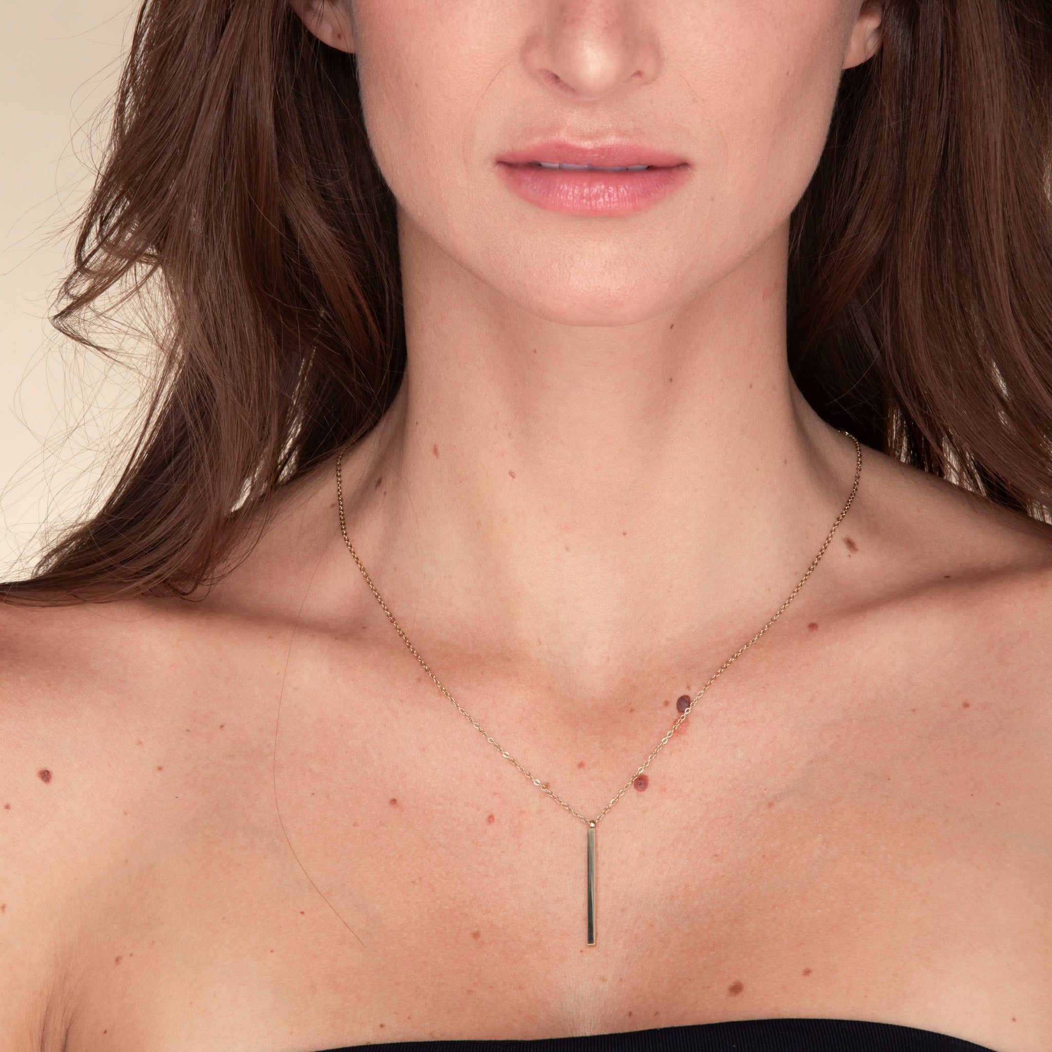 Thin Bar Drop Necklace - Camile & Stone