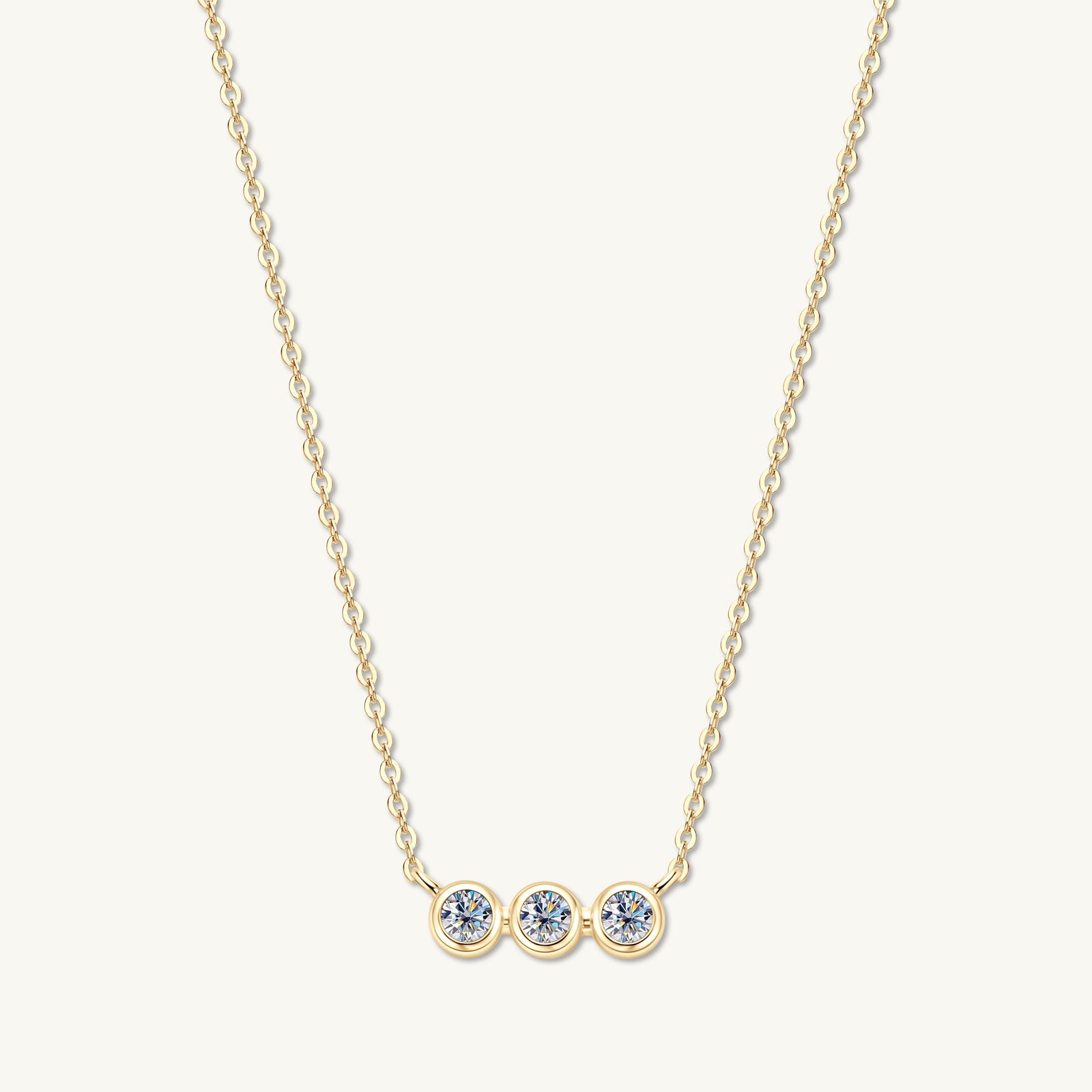 Trio Bezel Moissanite Necklace - Camile & Stone