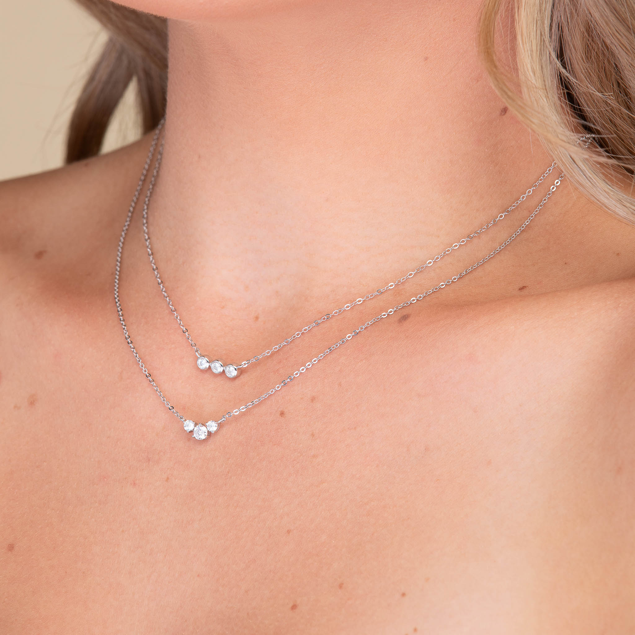 Trio Bezel Moissanite Necklace - Camile & Stone