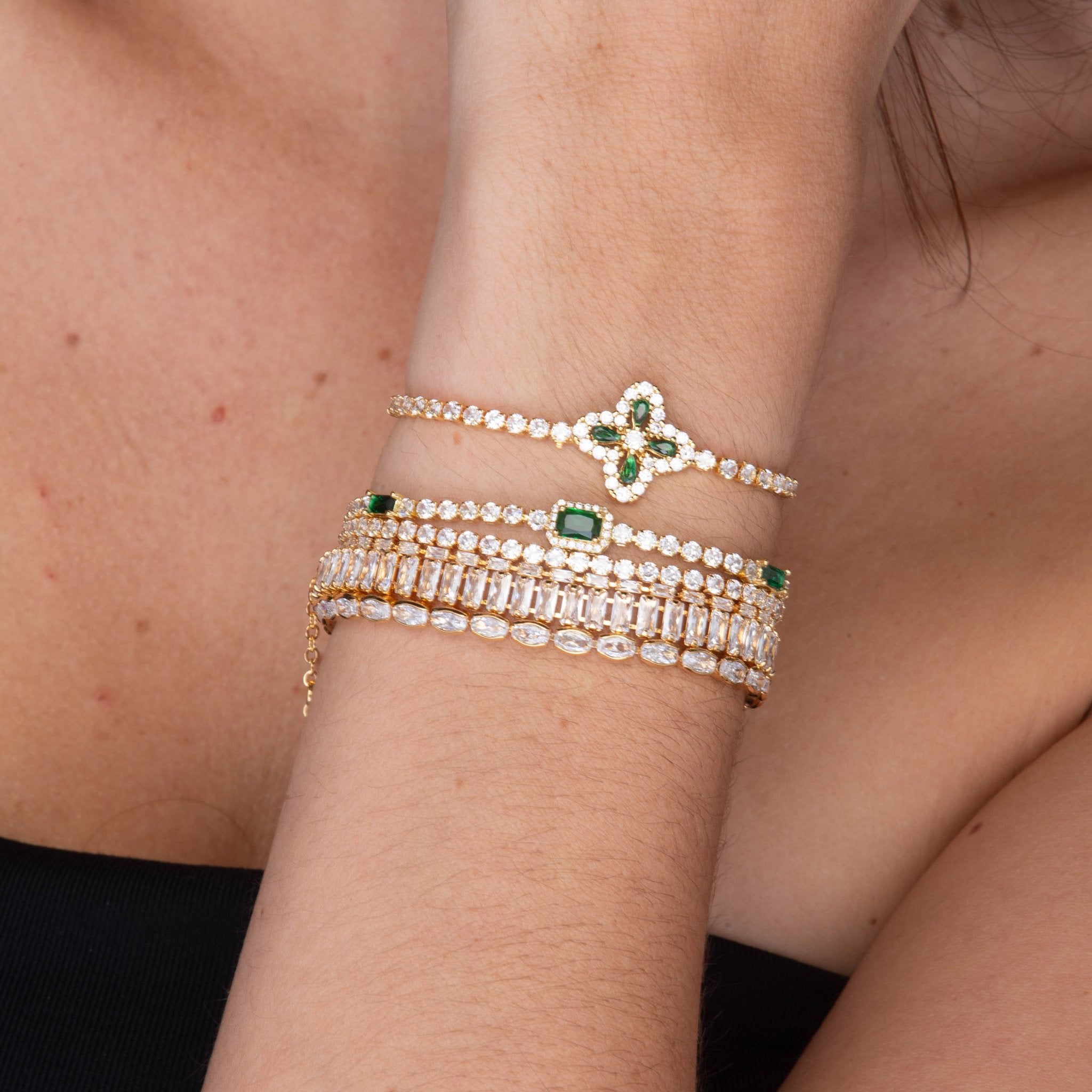 Trio Emerald Baguette Tennis Bracelet - Camile & Stone
