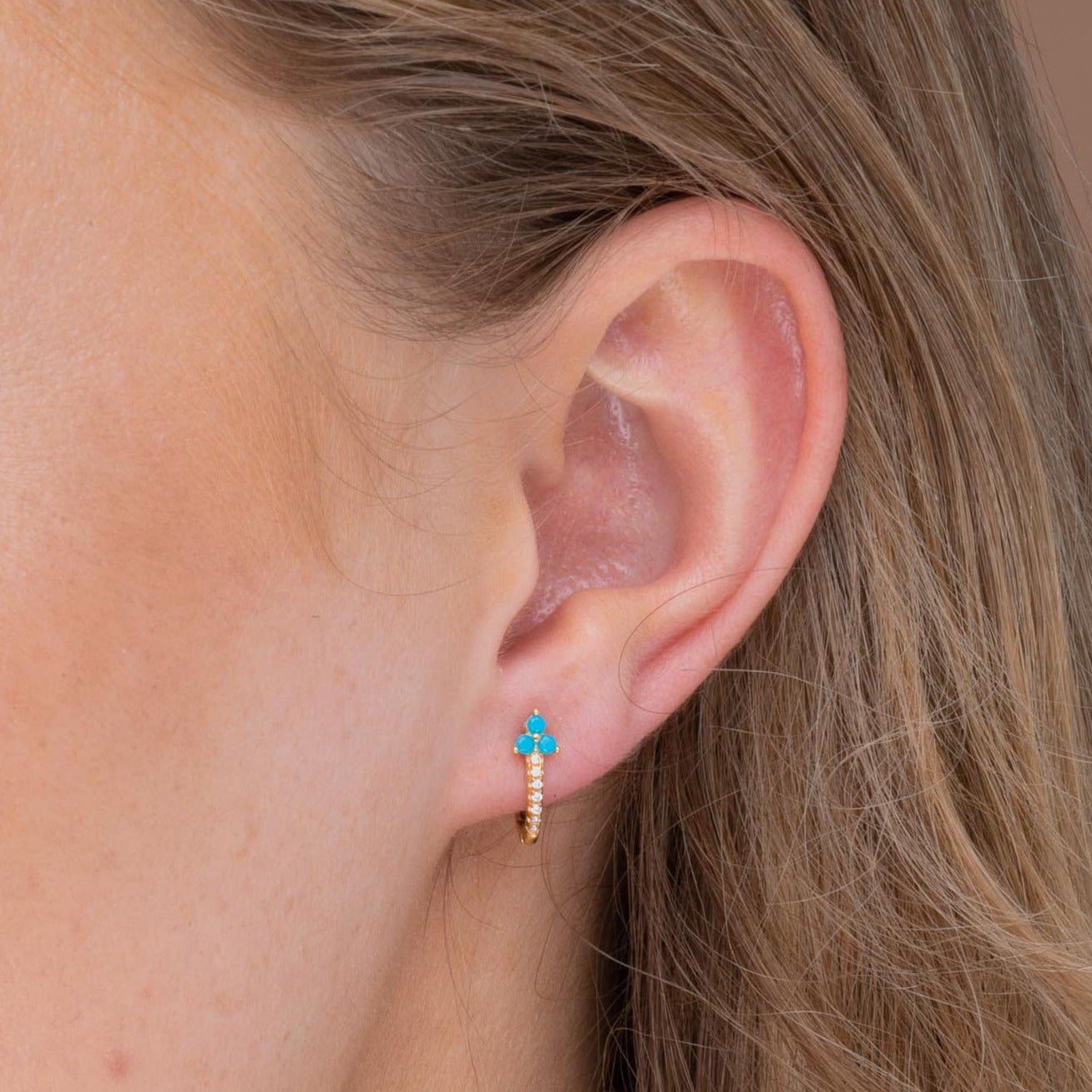 Turquoise Lotus Sapphire Hoop Earrings - Camile & Stone