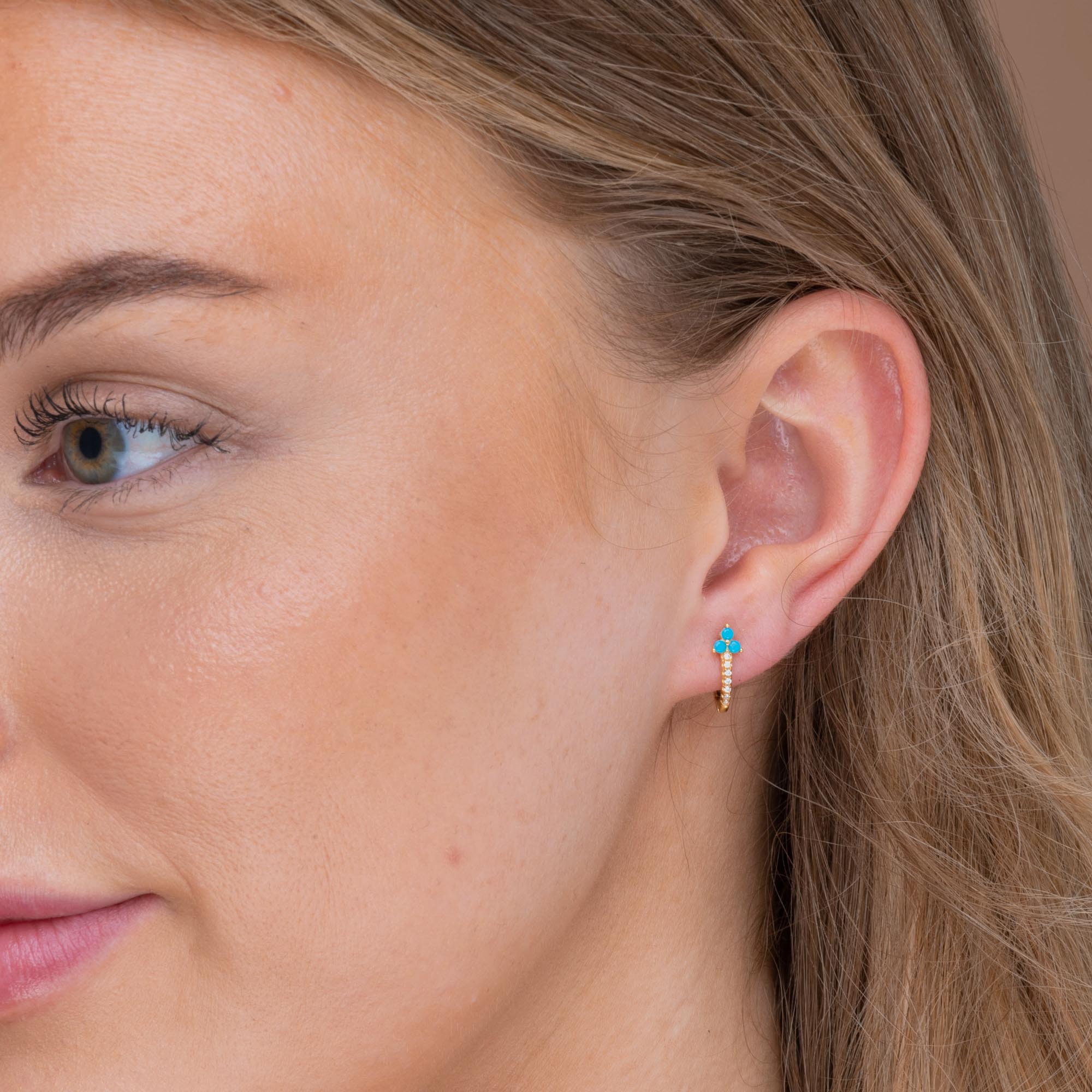 Turquoise Lotus Sapphire Hoop Earrings - Camile & Stone