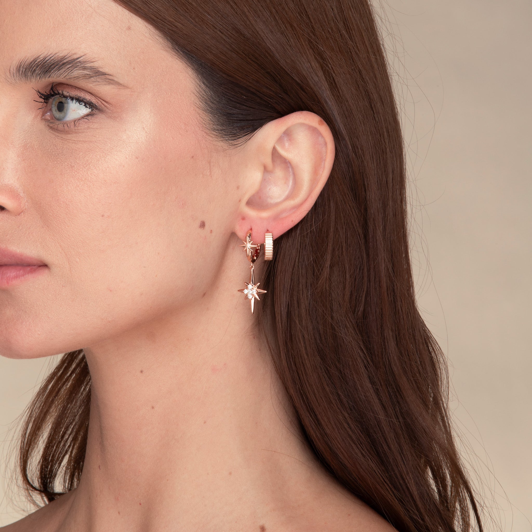 Twin North Star Sapphire Huggie Earrings - Camile & Stone