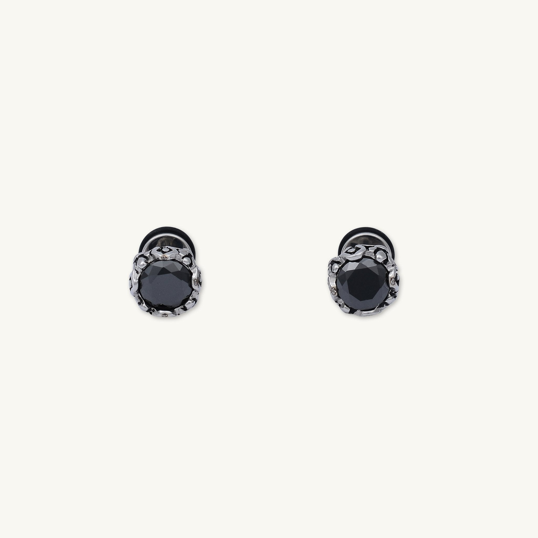Unisex Black Zirconia Gothic Stud Earrings - Camile & Stone