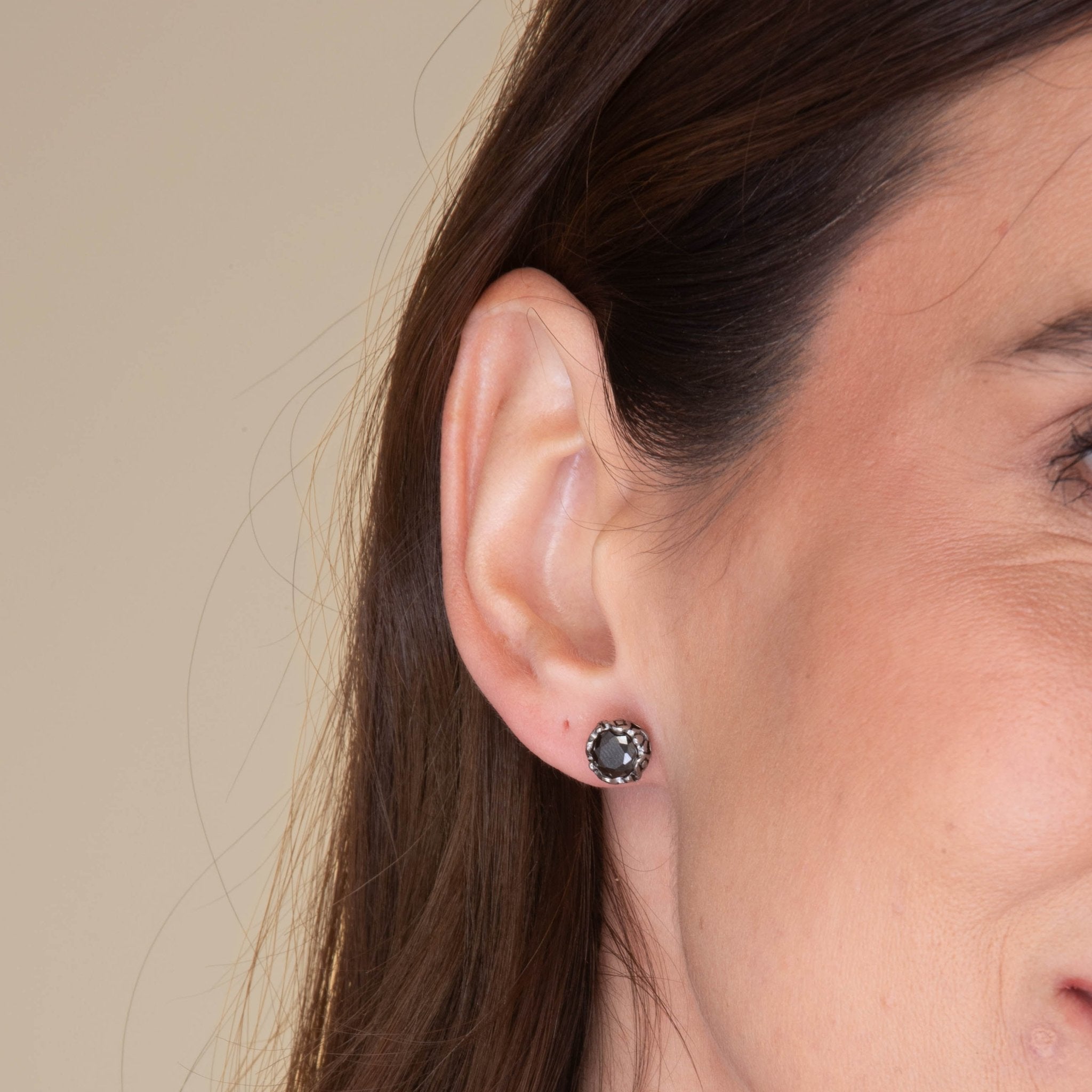 Unisex Black Zirconia Gothic Stud Earrings - Camile & Stone