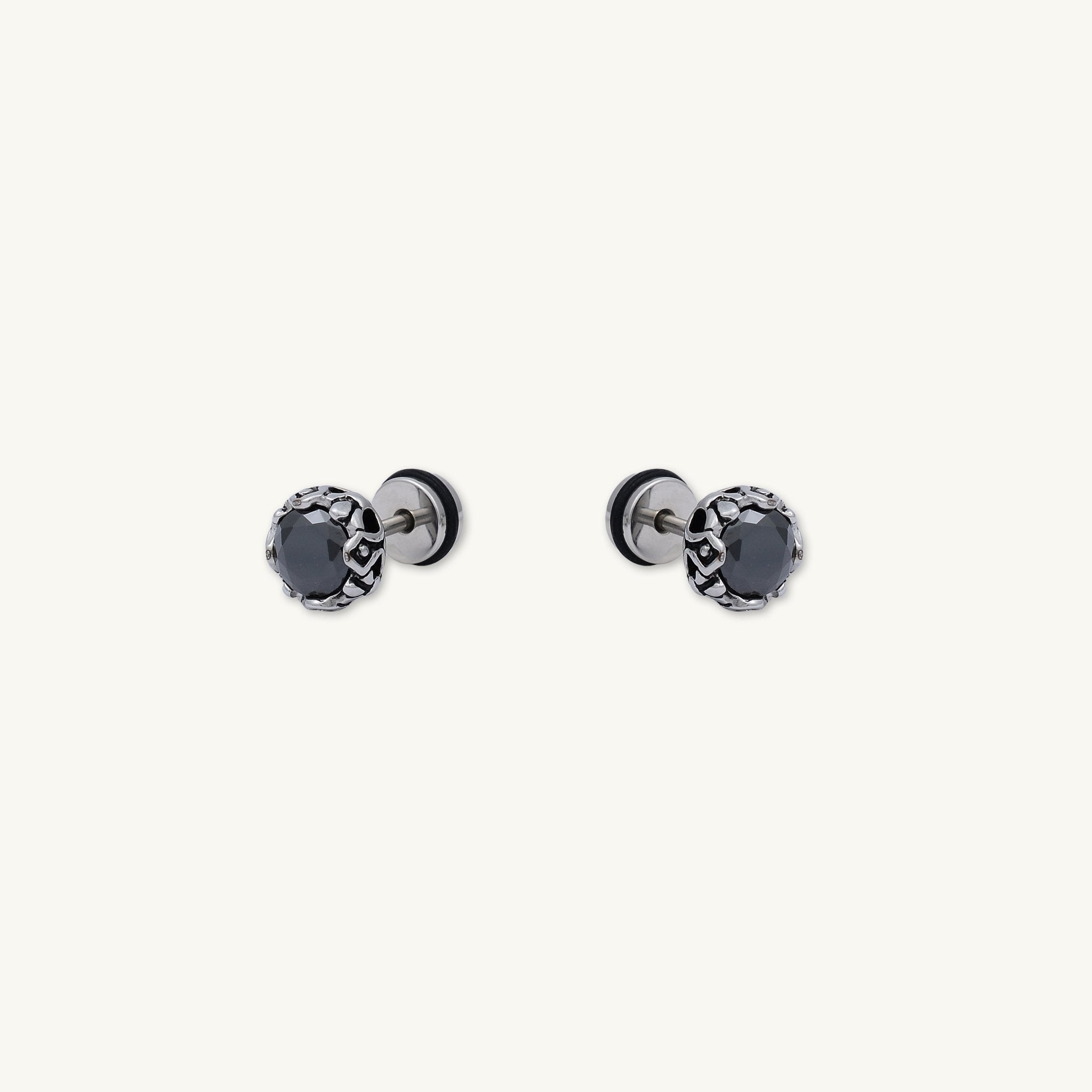 Unisex Black Zirconia Gothic Stud Earrings - Camile & Stone
