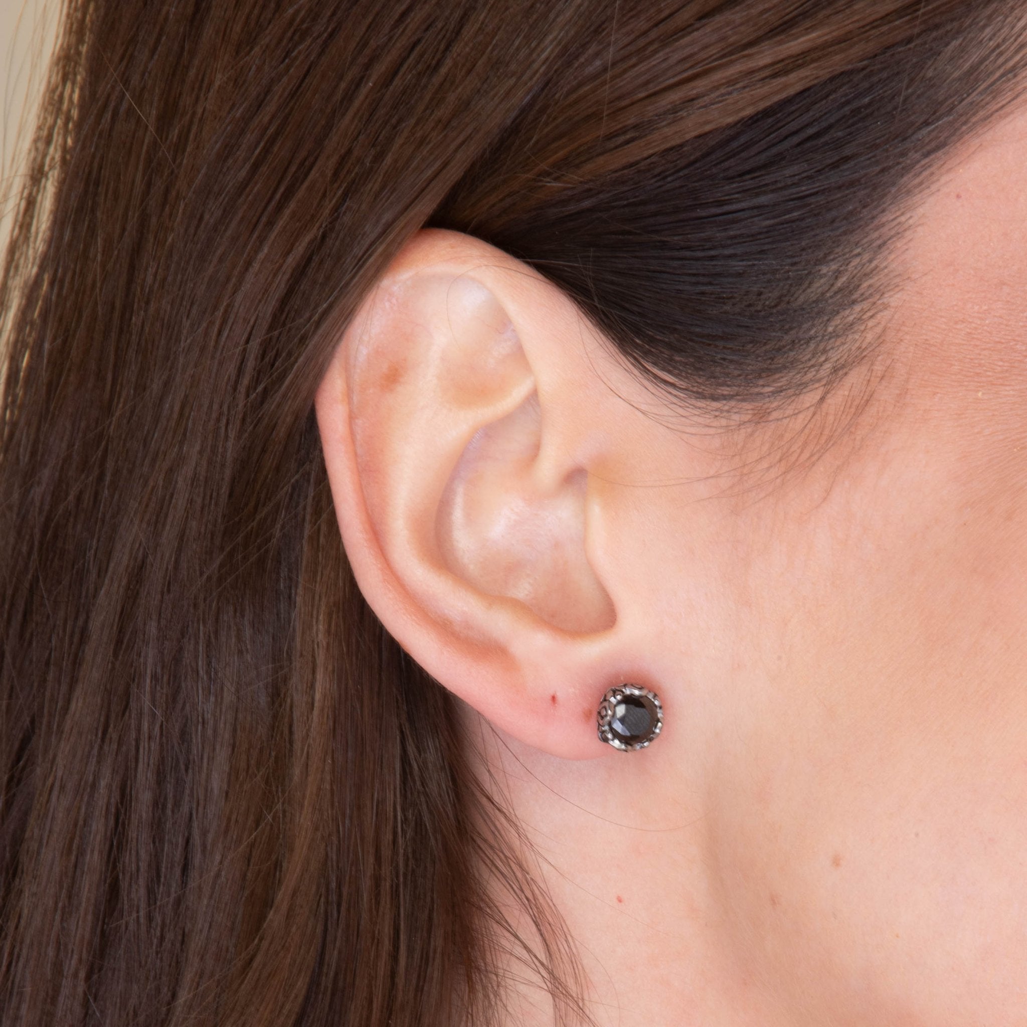 Unisex Black Zirconia Gothic Stud Earrings - Camile & Stone