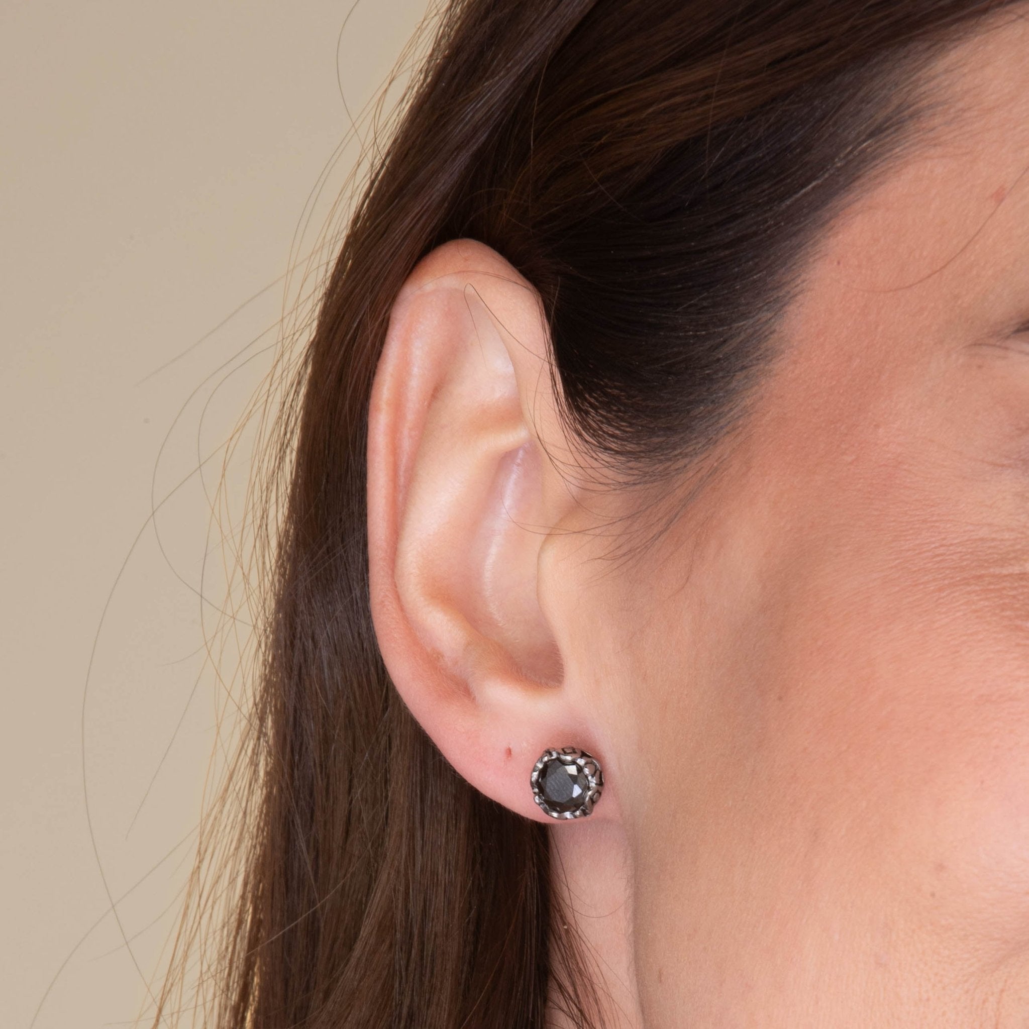 Unisex Black Zirconia Gothic Stud Earrings - Camile & Stone