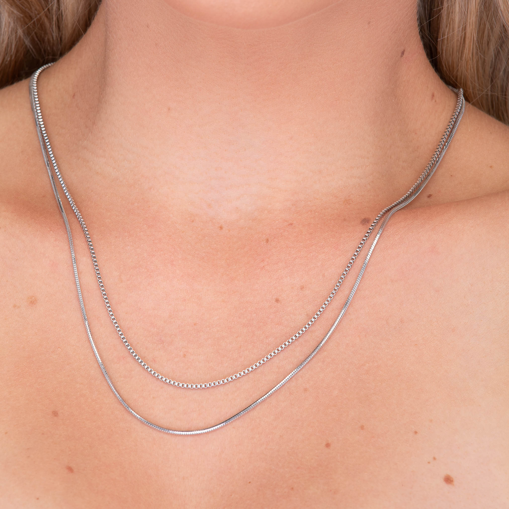 Unisex Small Dog Tag Snake Chain Necklace - Camile & Stone