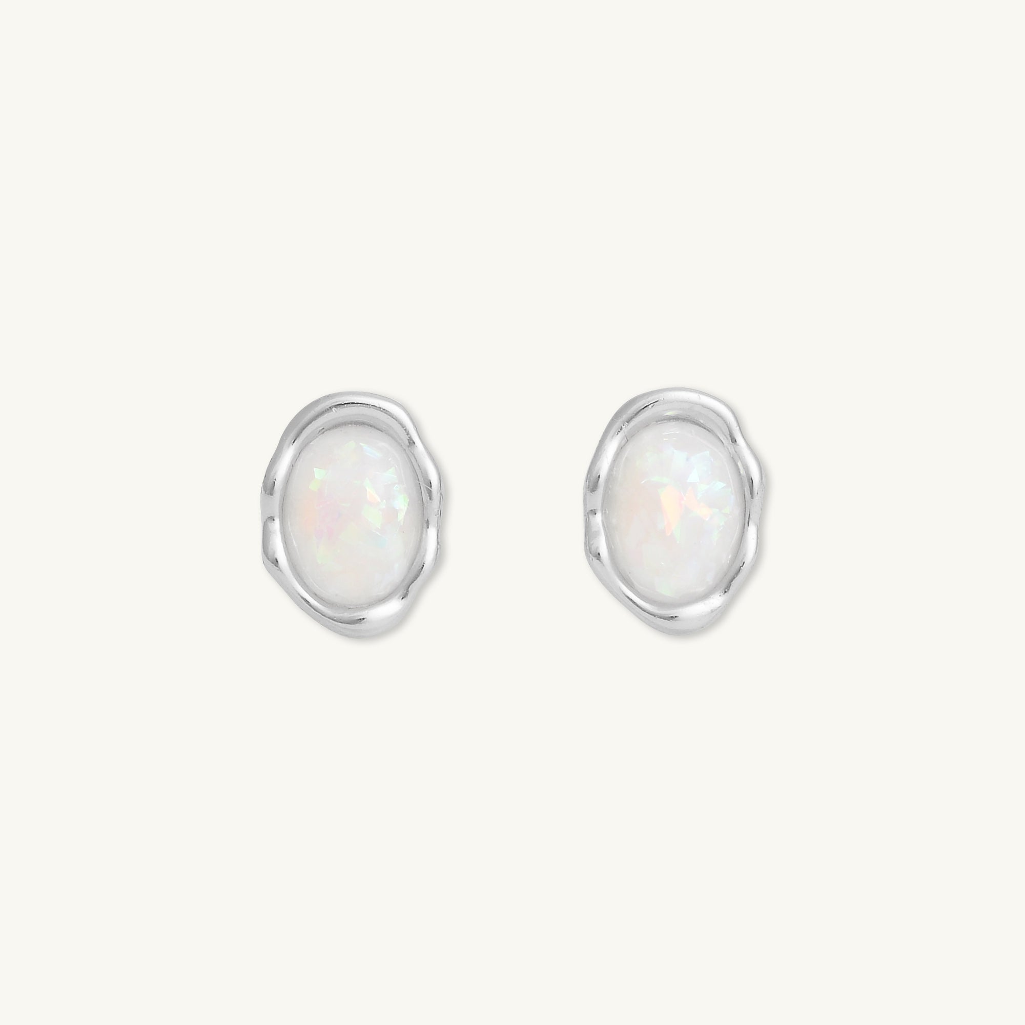 Vintage Oval Opal Stud Earrings - Camile & Stone