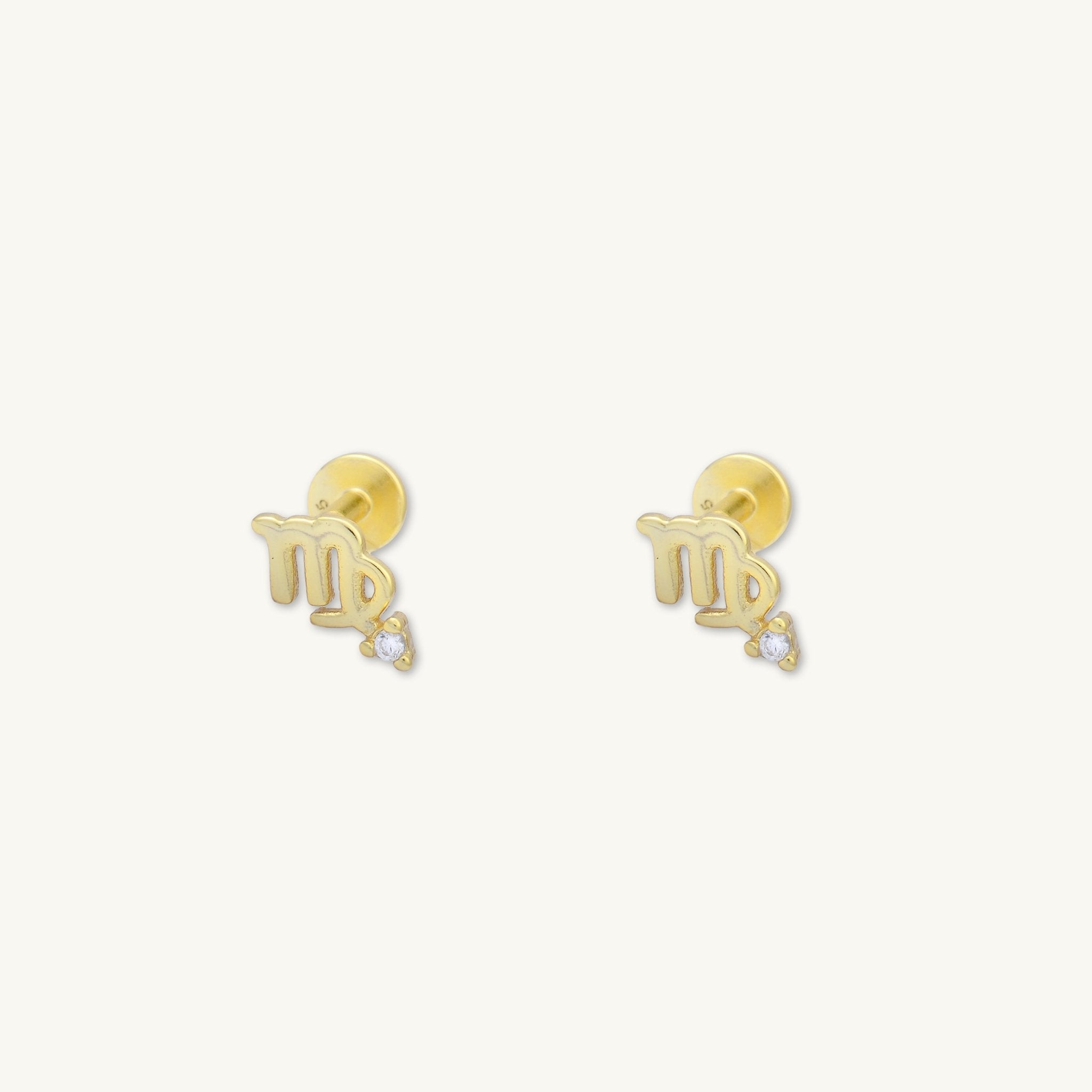 Virgo Zodiac Star Sign Flat Back Earrings - Camile & Stone