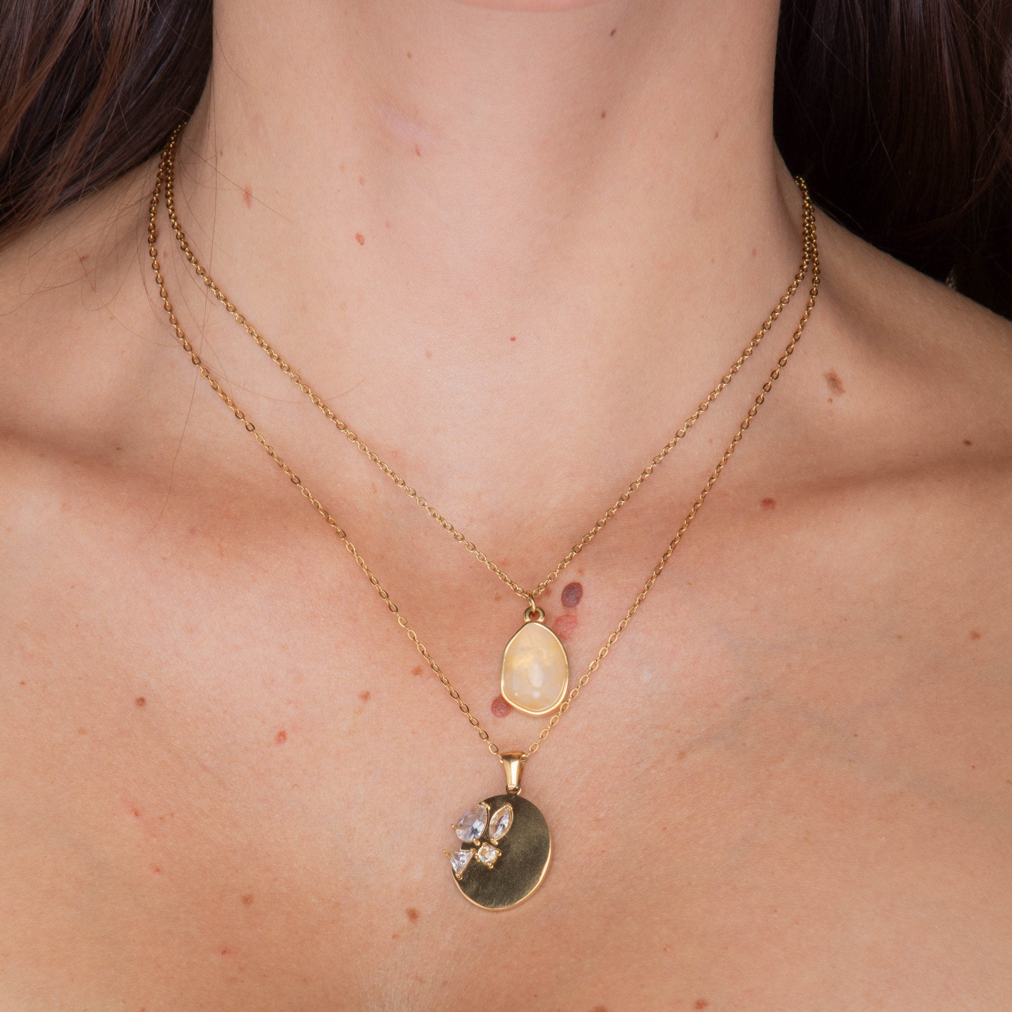 White Quartz Oval Crystal Pendant Necklace - Camile & Stone