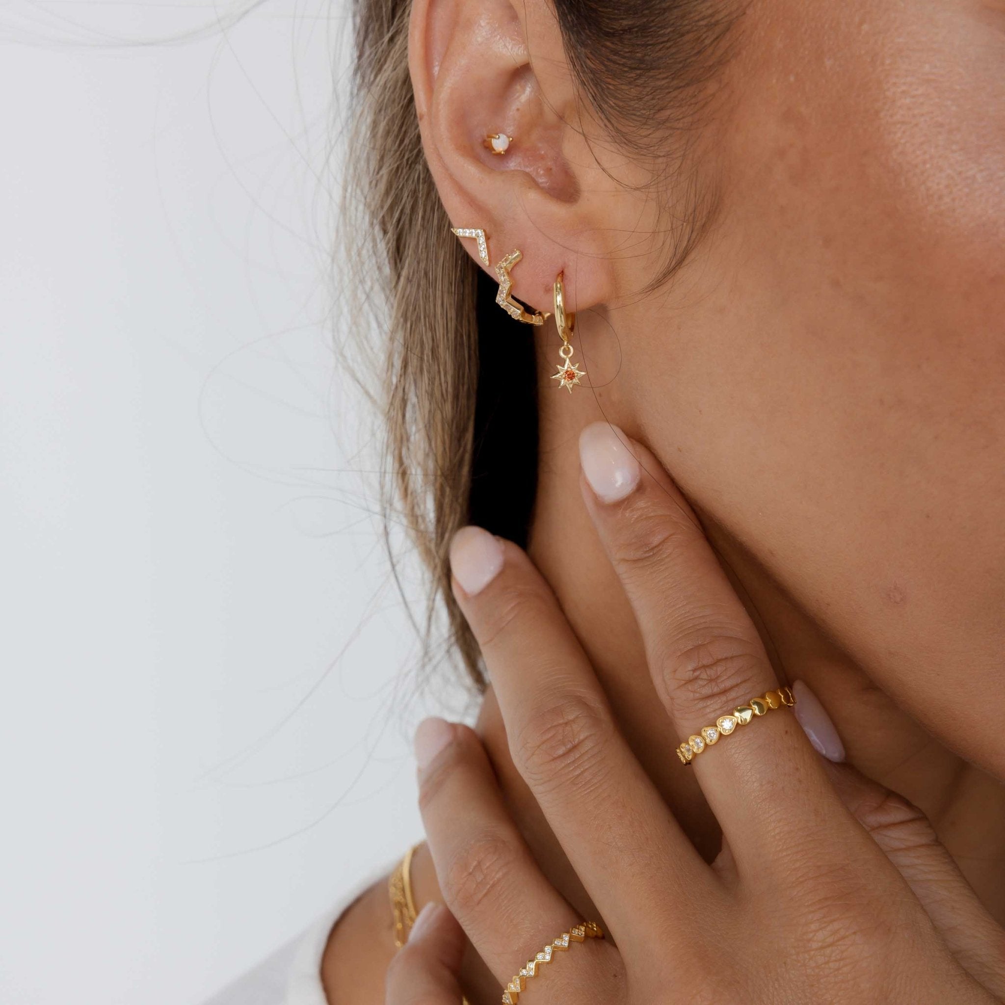 Zig Zag Sapphire Huggie Earrings - Camile & Stone