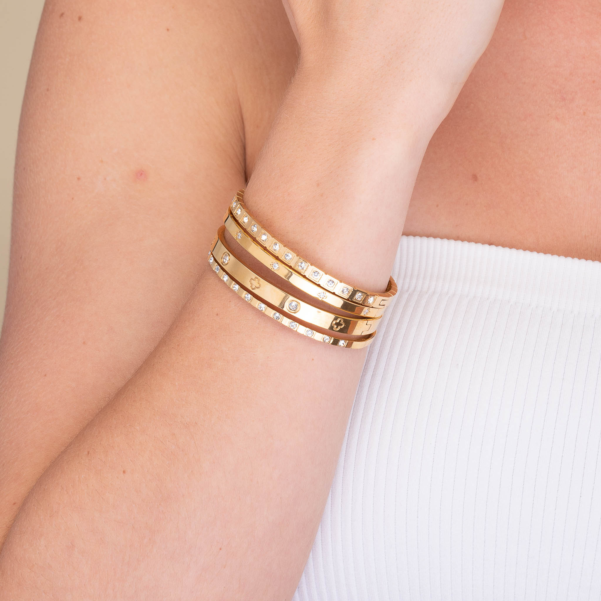 Zirconia Hinged Thin Bangle Bracelet - Camile & Stone