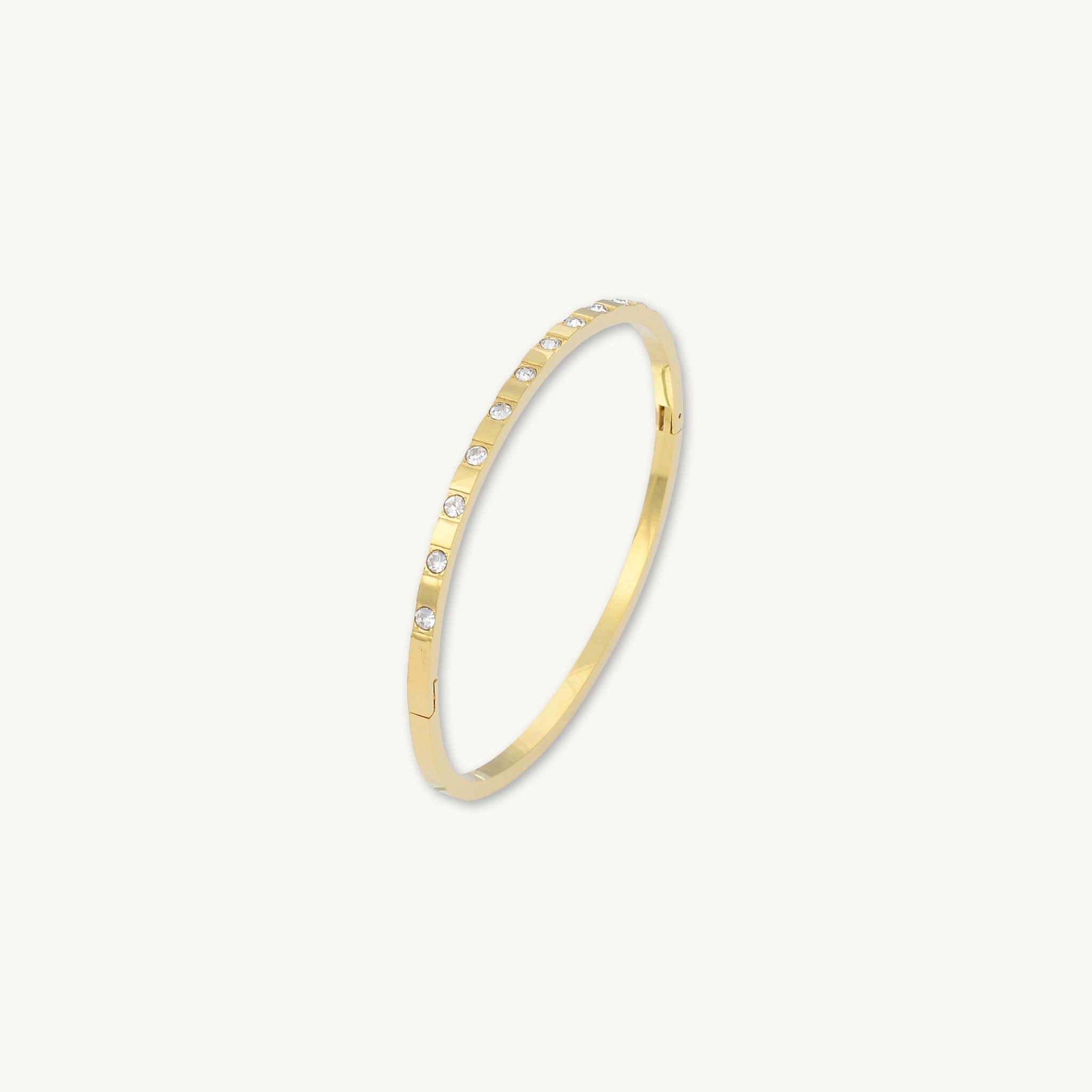 Zirconia Hinged Thin Bangle Bracelet - Camile & Stone