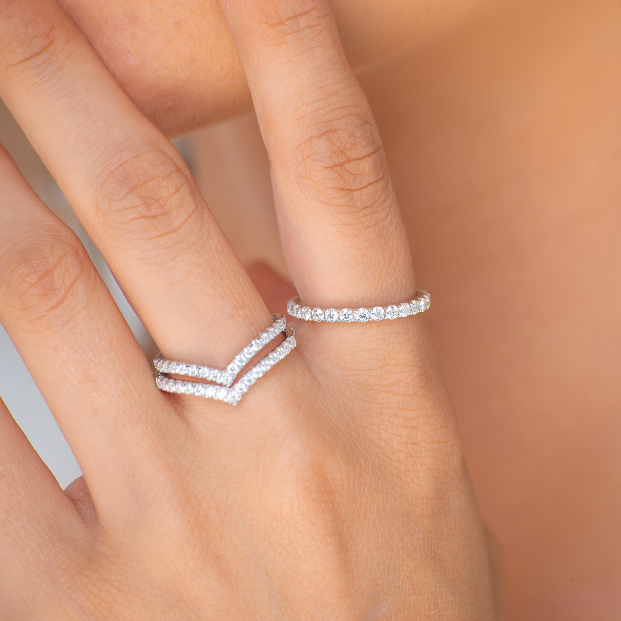 1.5mm Moissanite Diamond Anniversary V Band Ring - Camile & Stone