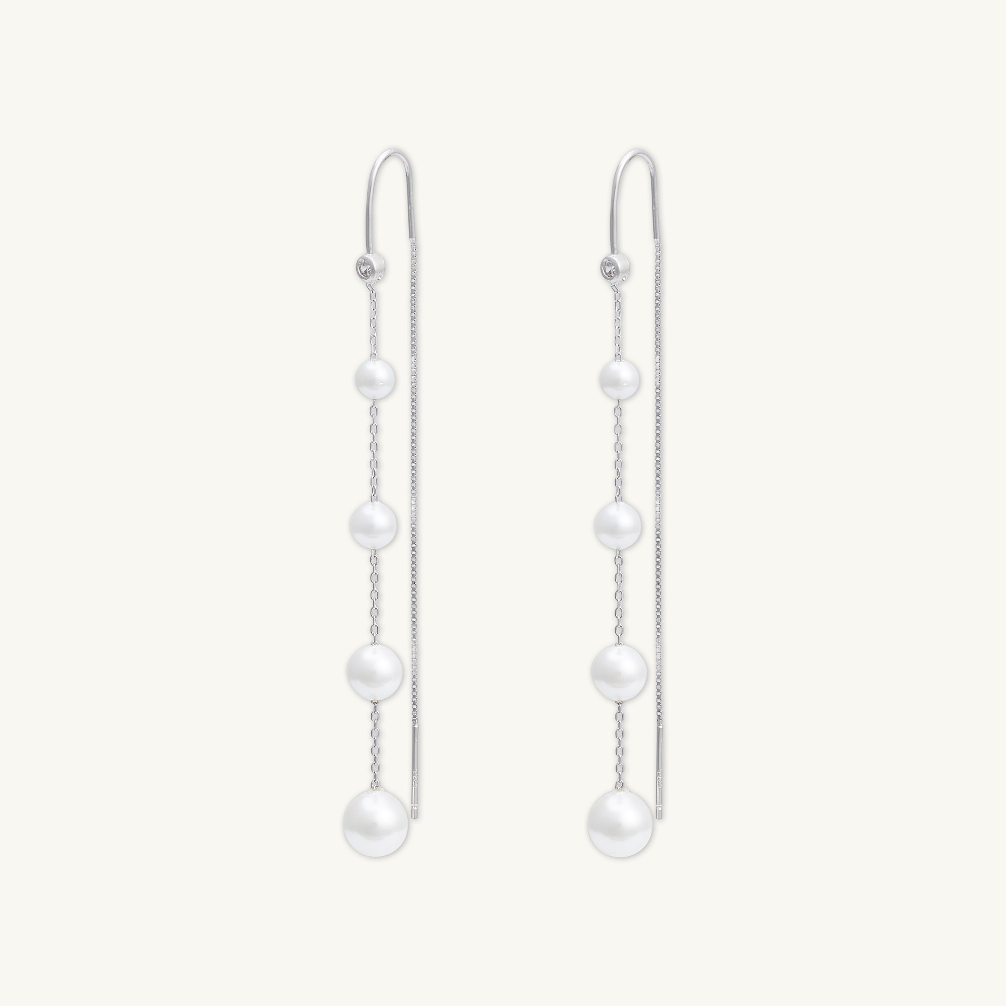 Ascending Pearl Threader Earrings - Camile & Stone