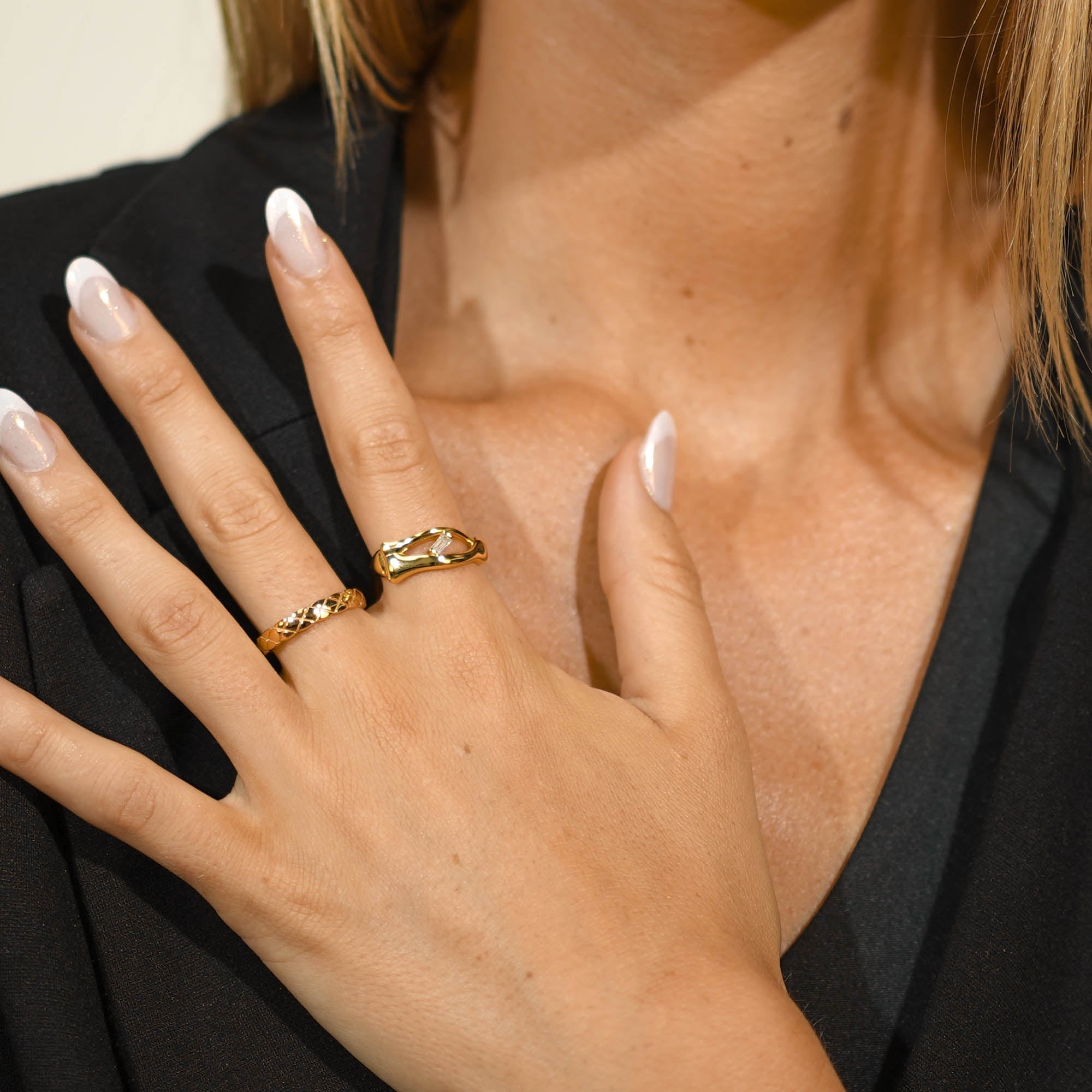 Baguette Open Adjustable Ring - Camile & Stone