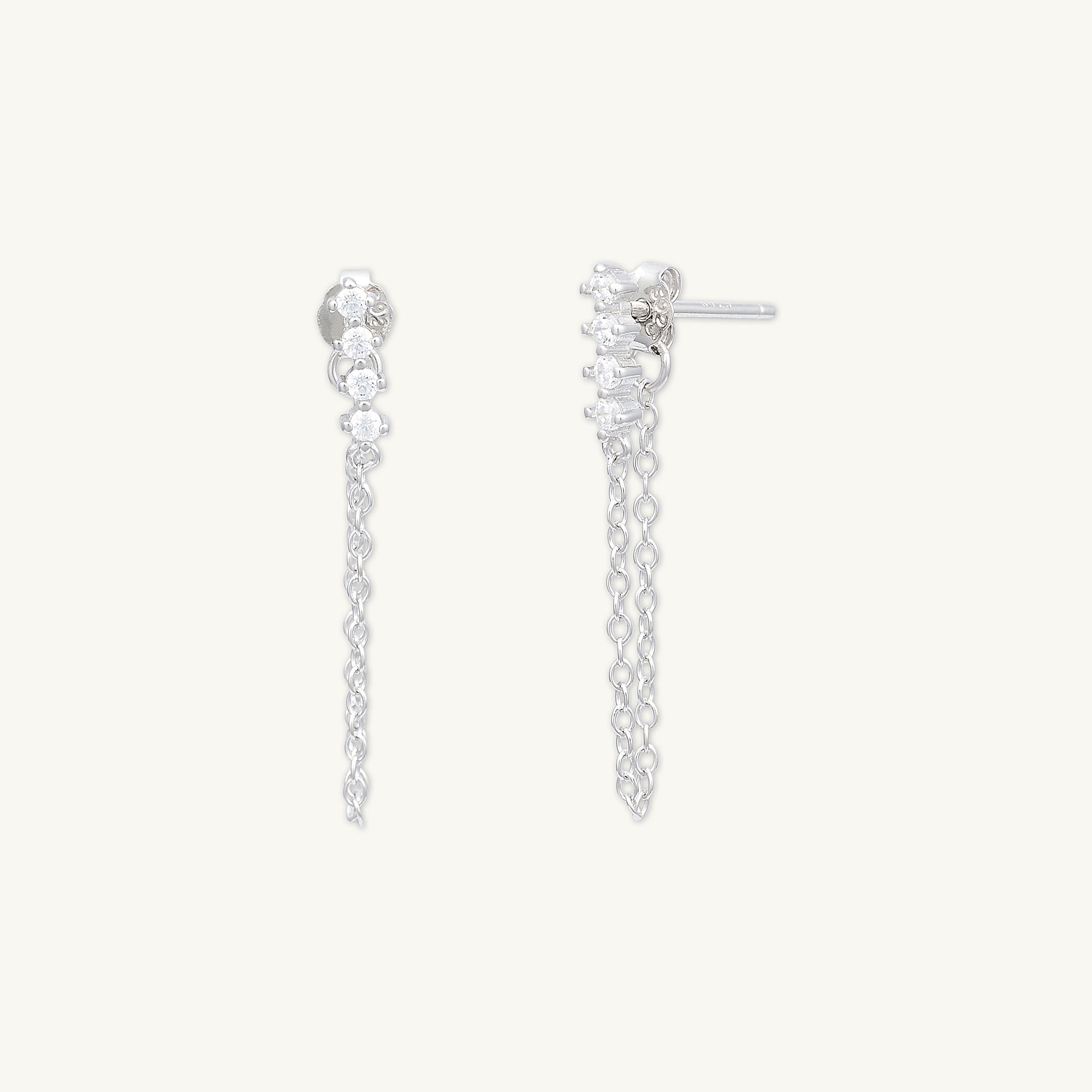Bar Sapphire Dangle Chain Earrings - Camile & Stone