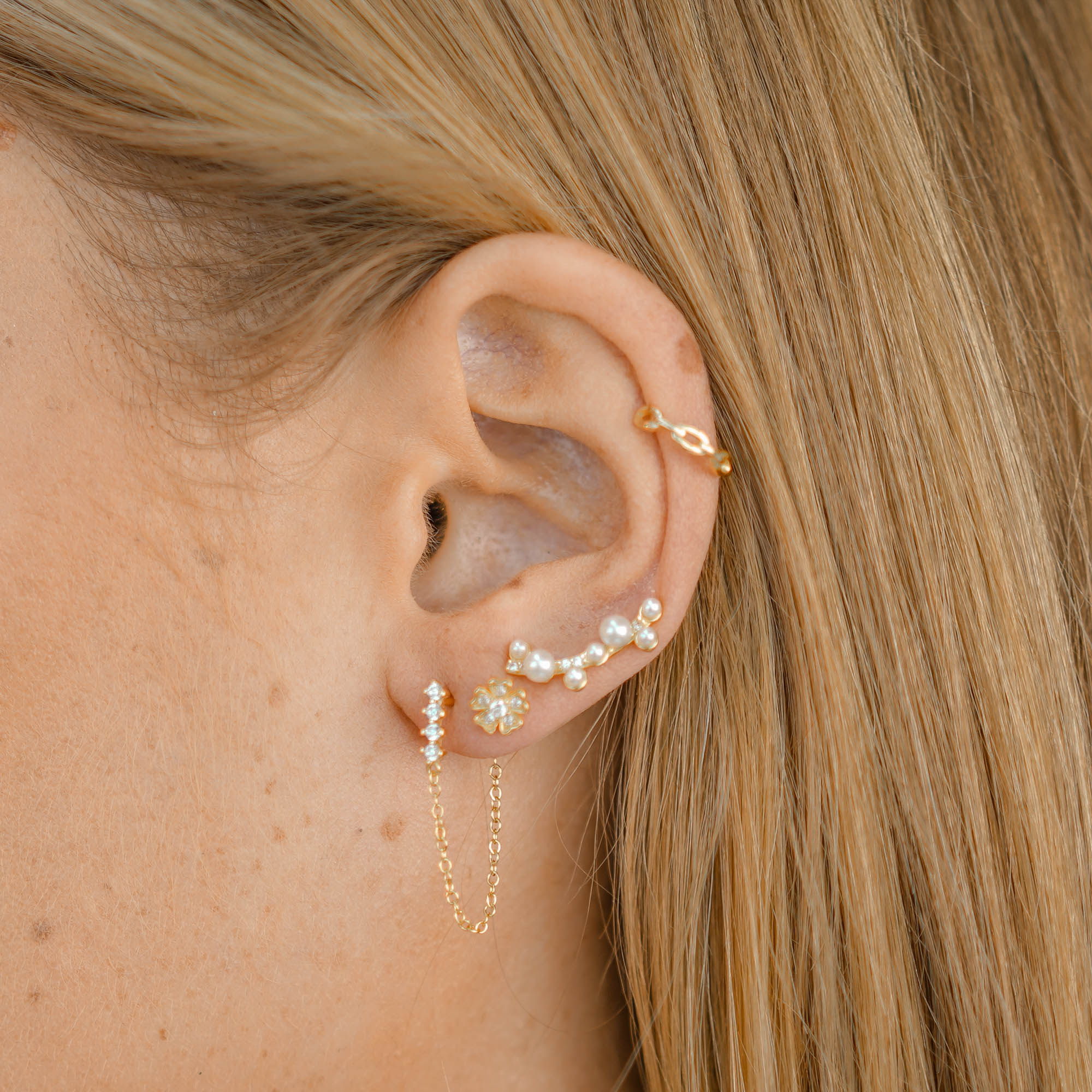 Bar Sapphire Dangle Chain Earrings - Camile & Stone