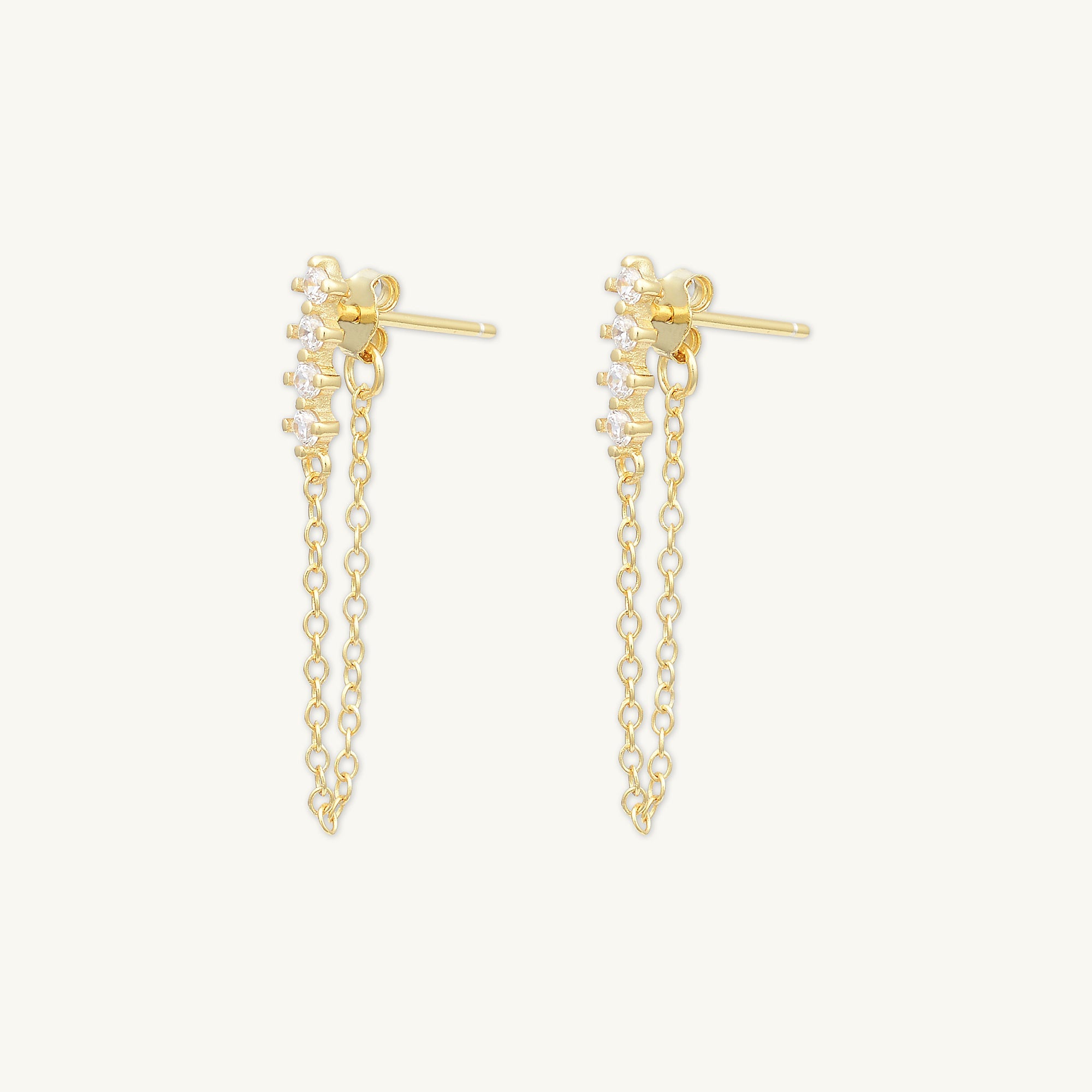 Bar Sapphire Dangle Chain Earrings - Camile & Stone